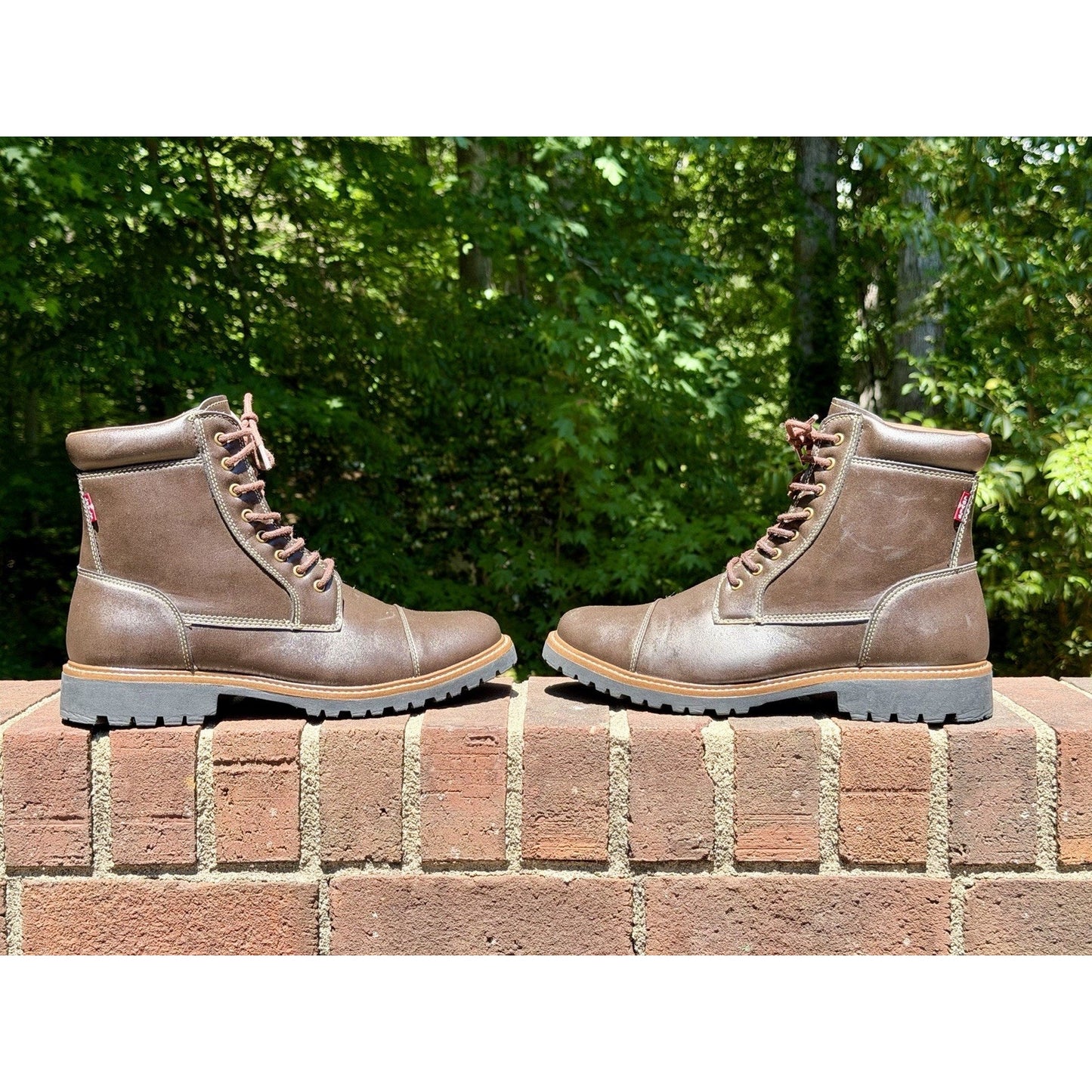Levi's Mens Wyatt Brown Vegan Leather Lace Up Rugged Casual Boots Size 10 NEW