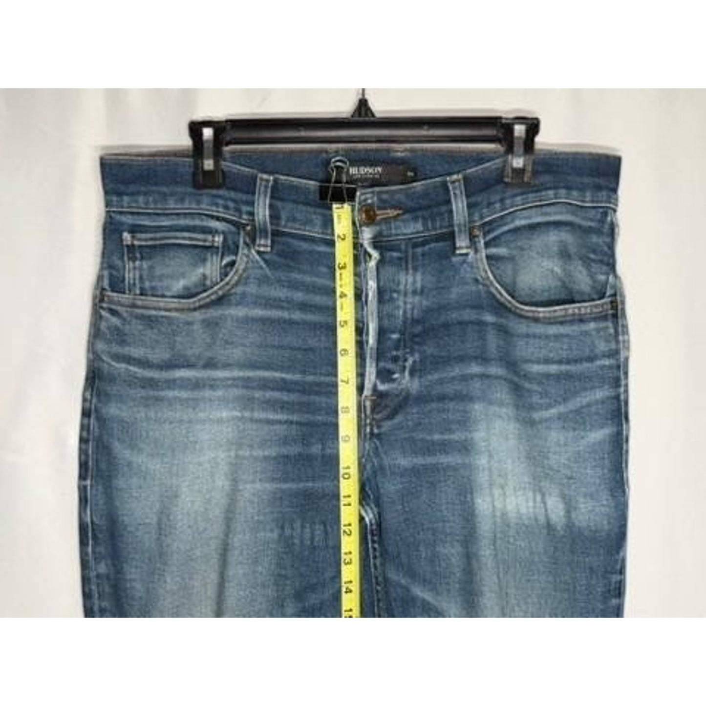 Hudson Jeans Mens 34 Blue Denim Relaxed Skinny Distressed Stretch Pants