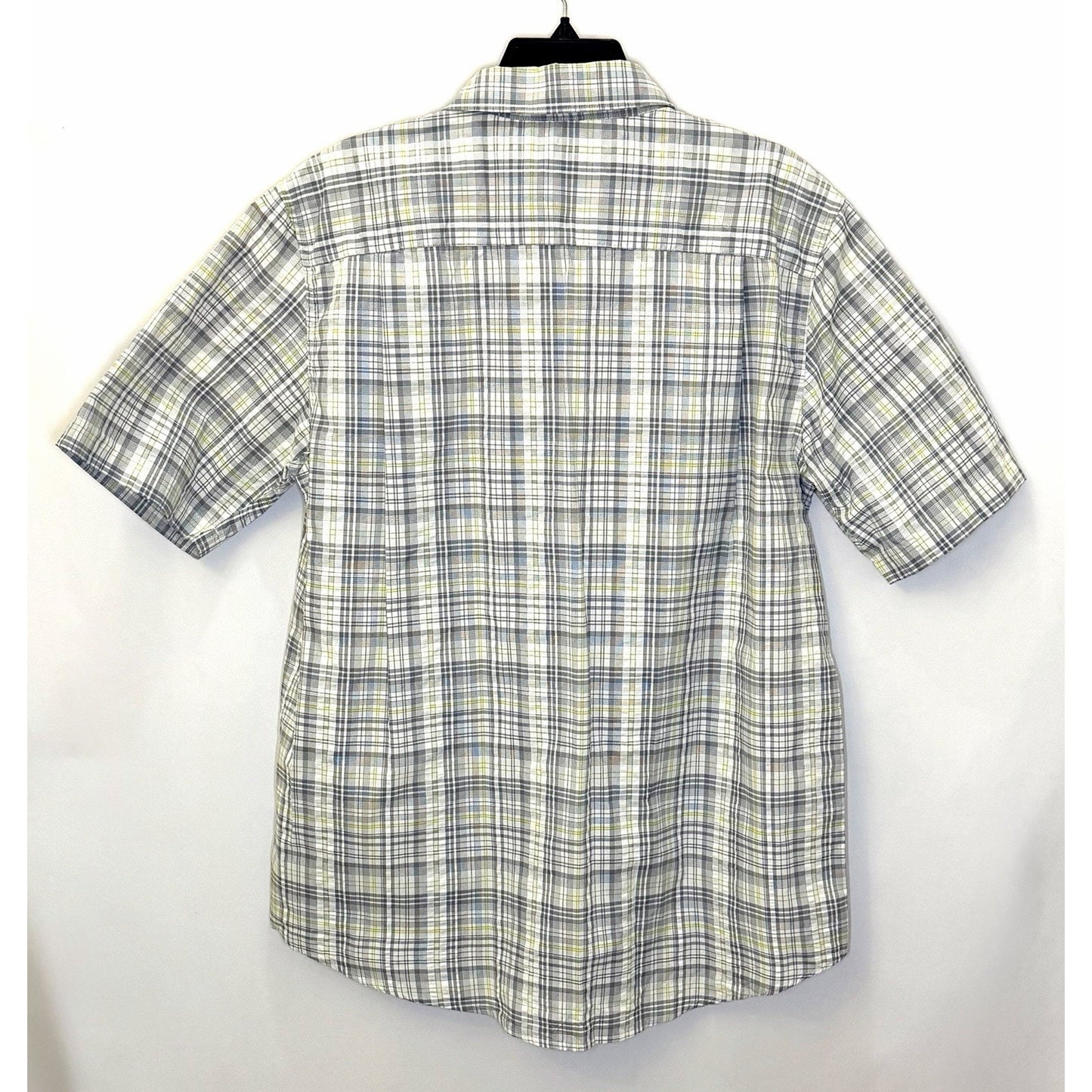 Chaps Shirt Mens Large Button Down Shirt Short Sleeve Grey Easy Care