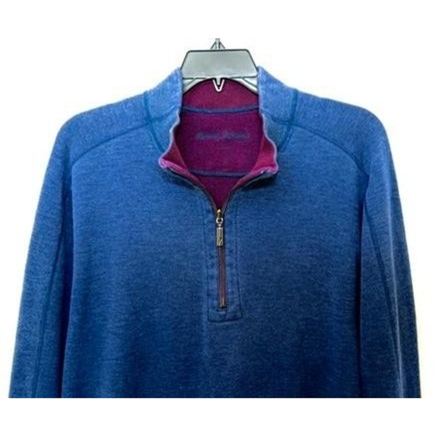 Tommy Bahama 1/2 Zip Pullover Sweater Mens Large Blue Heathered Knit Marlin Logo