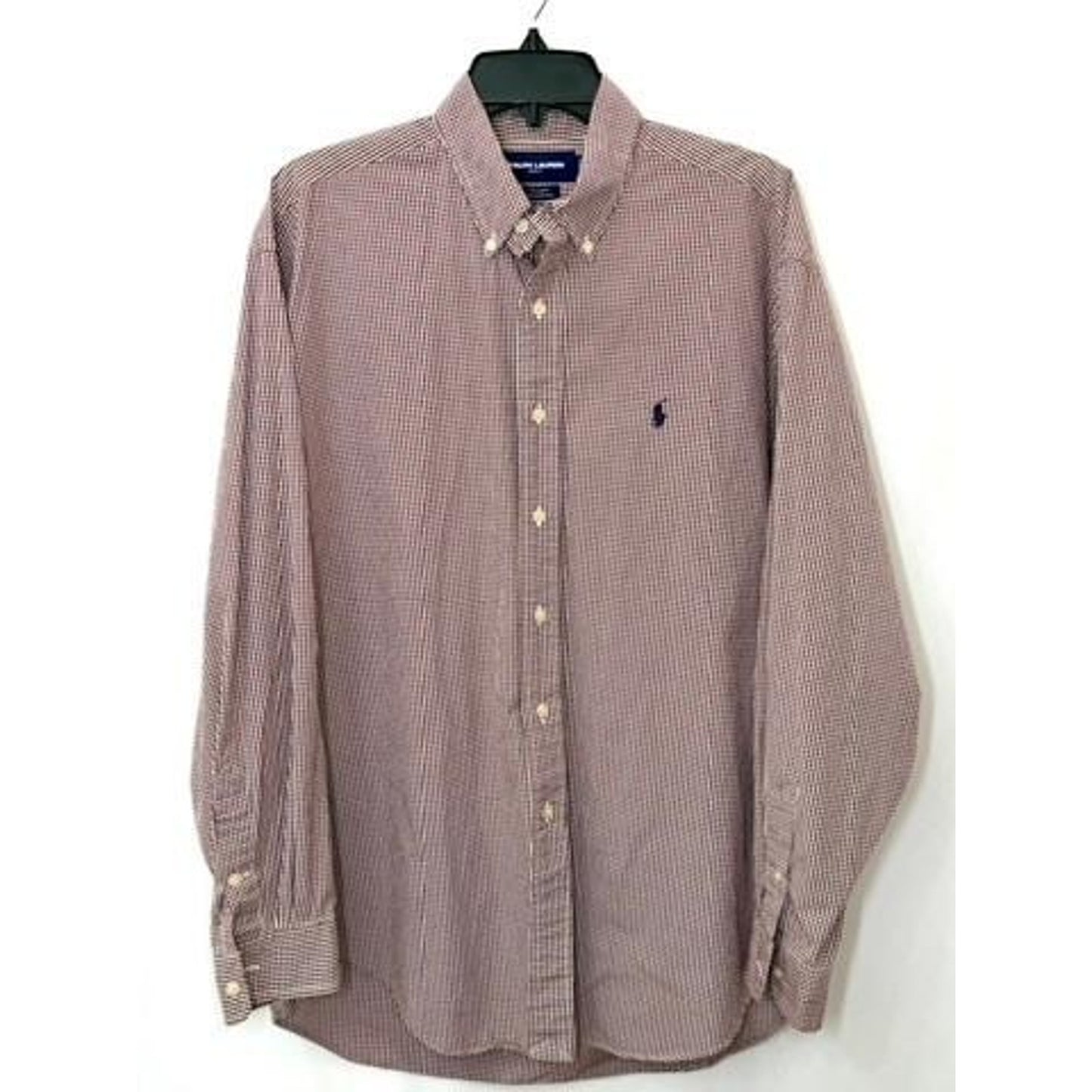 Ralph Lauren Golf Tilden Shirt Mens Large Red White Gingham Check Long Sleeve