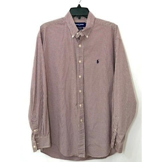 Ralph Lauren Golf Tilden Shirt Mens Large Red White Gingham Check Long Sleeve