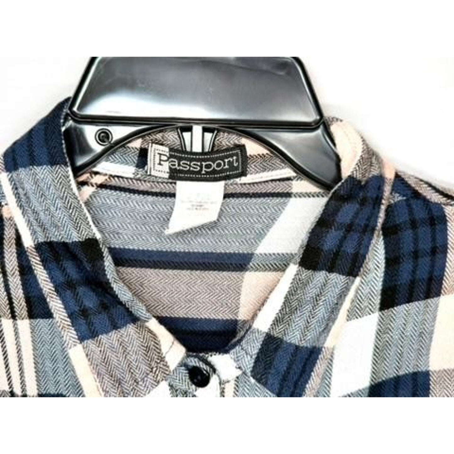 Lot of 2 Womens Plaid Flannel Button Up Shirts Passport L Eden Olivia