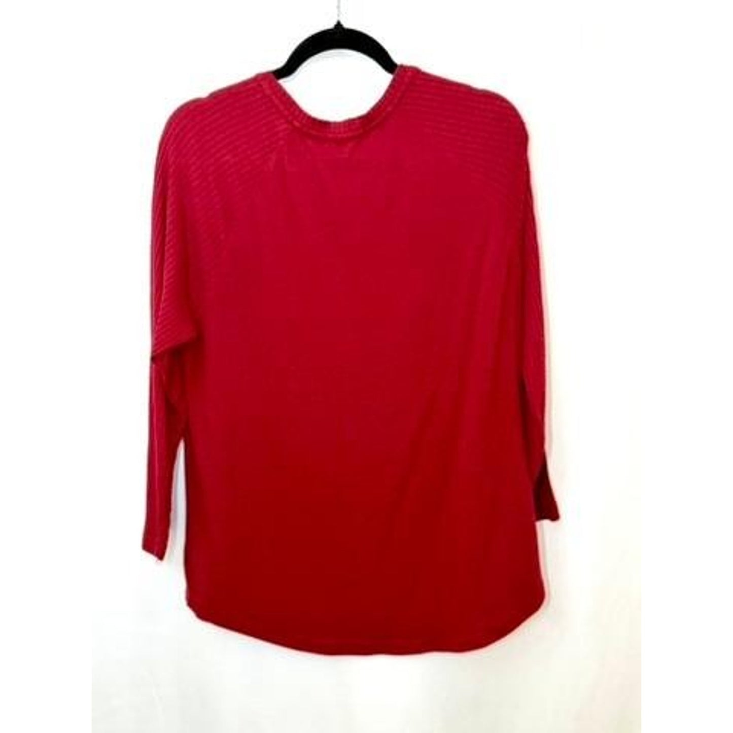 Modern Canvas Autumn Leaves Pumpkins Please Top Womens Large Red 3/4 Sleeve