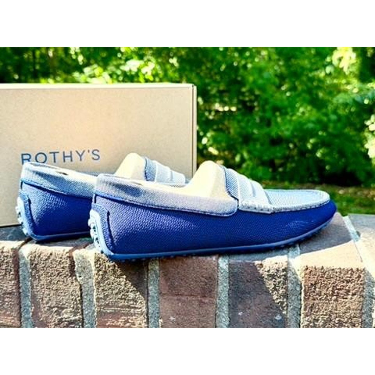 Rothys The Driving Loafer Amalfi Blue Slip On Shoes Mens Size 7.5 NIB
