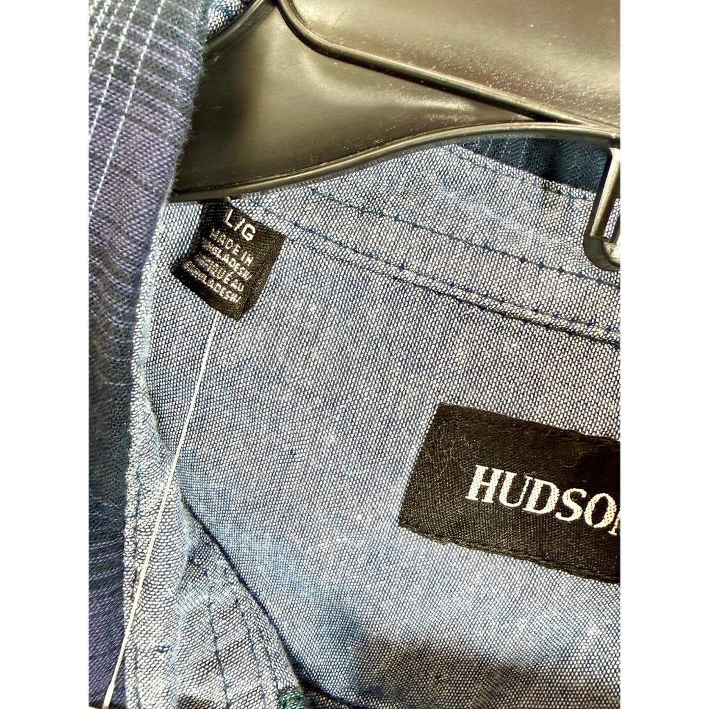 Hudson Jeans Santana Plaid Flannel Shirt Mens Large Blue Green Cotton Button Up