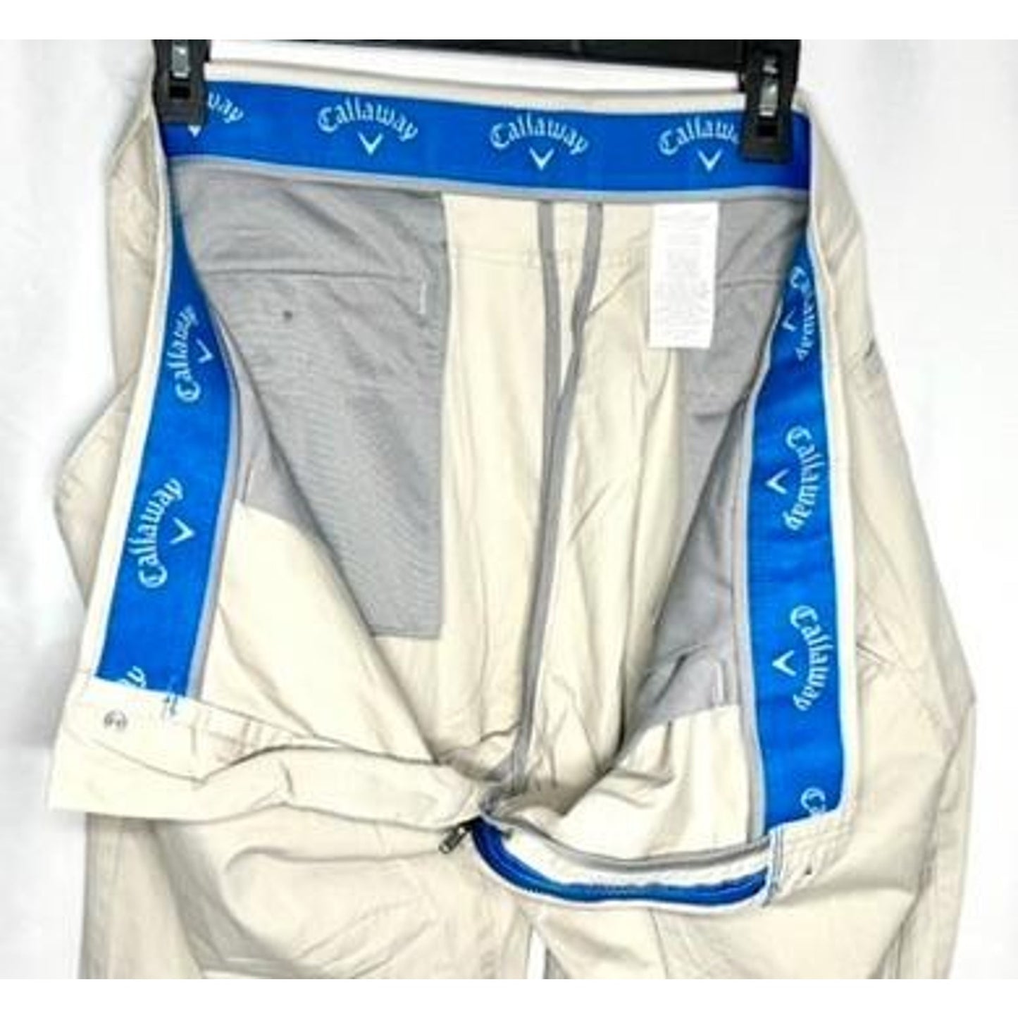 Callaway Golf Pants Mens 38x30 Beige Khaki Cotton Blend Stretch Flat Front Chino
