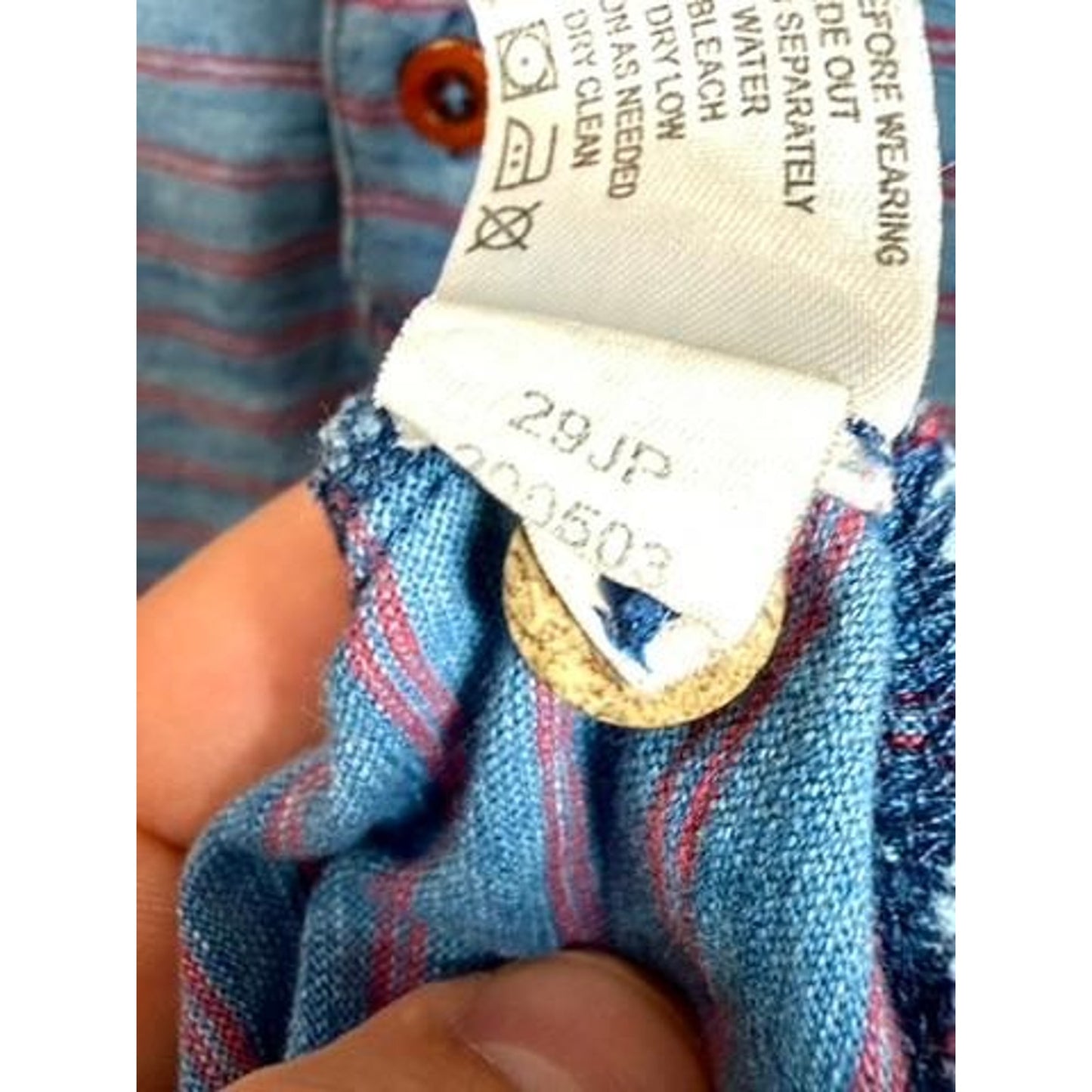Orvis Shirt Mens Large Blue Red Striped Short Sleeve Cotton Polo Henley Pocket