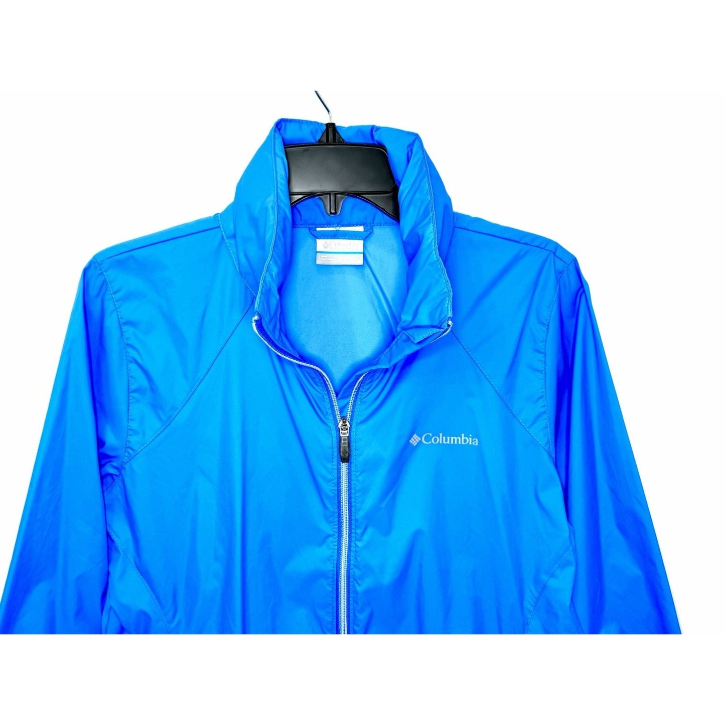 Columbia Womens Switchback III Rain Jacket Blue Sz M Packable Hooded Windbreaker