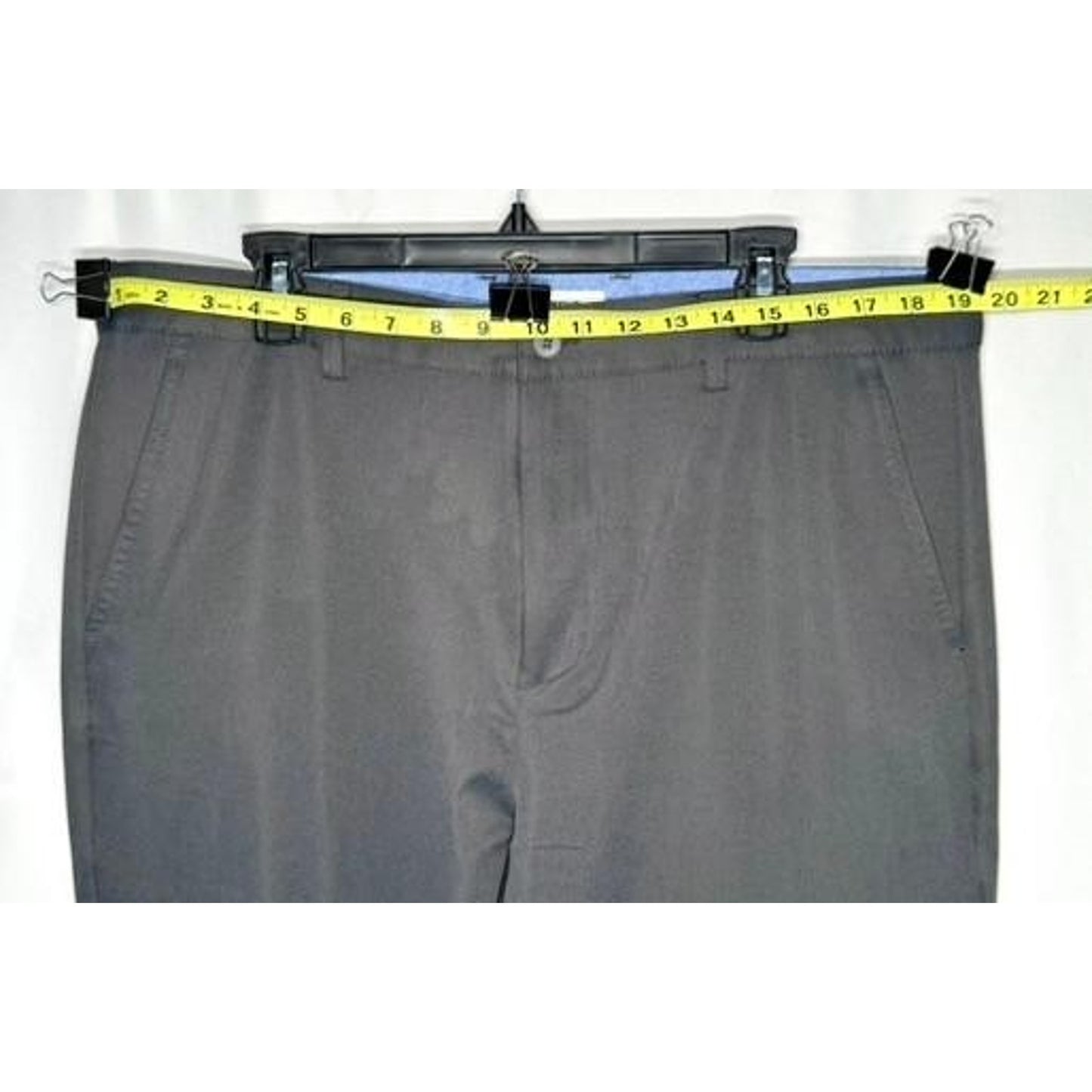 Essyshe Slim Fit Dress Pants Mens 36x28 Dark Gray Flat Front Polyester Trousers