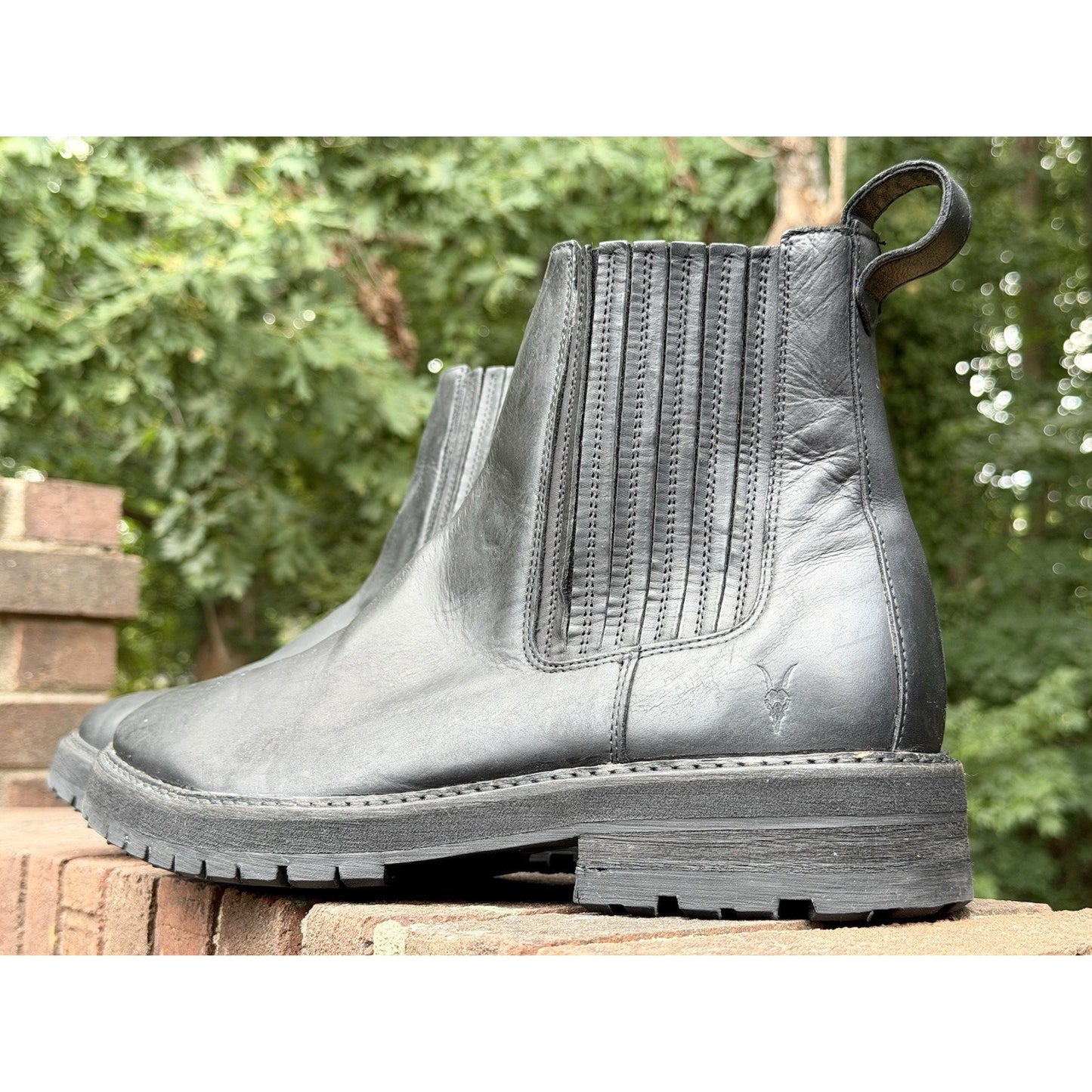 AllSaints Bloom Men's Chelsea Boots Washed Black Leather Lug Sole Size 46 US 13