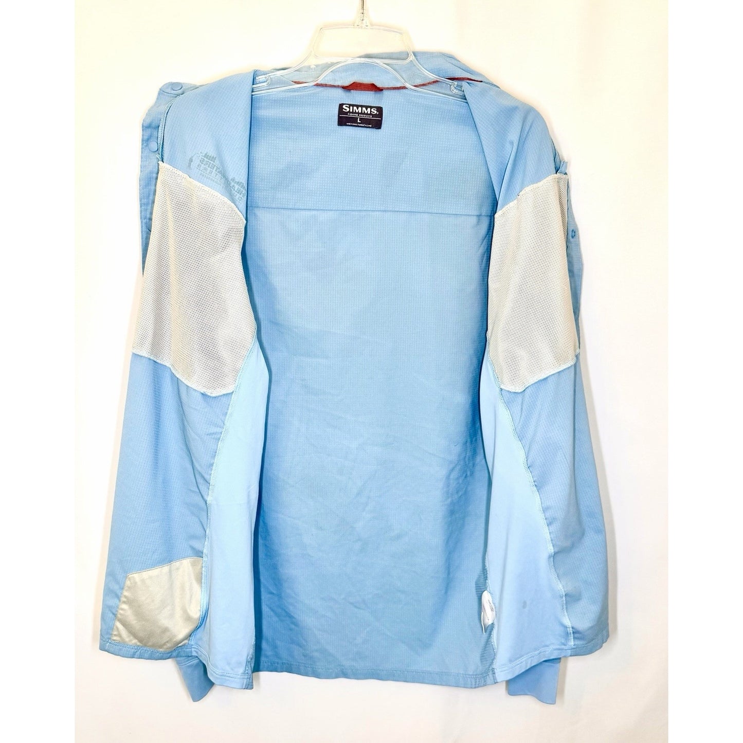 Simms Headwaters Double Haul Fishing Shirt Mens Size Large Light Blue Breathable
