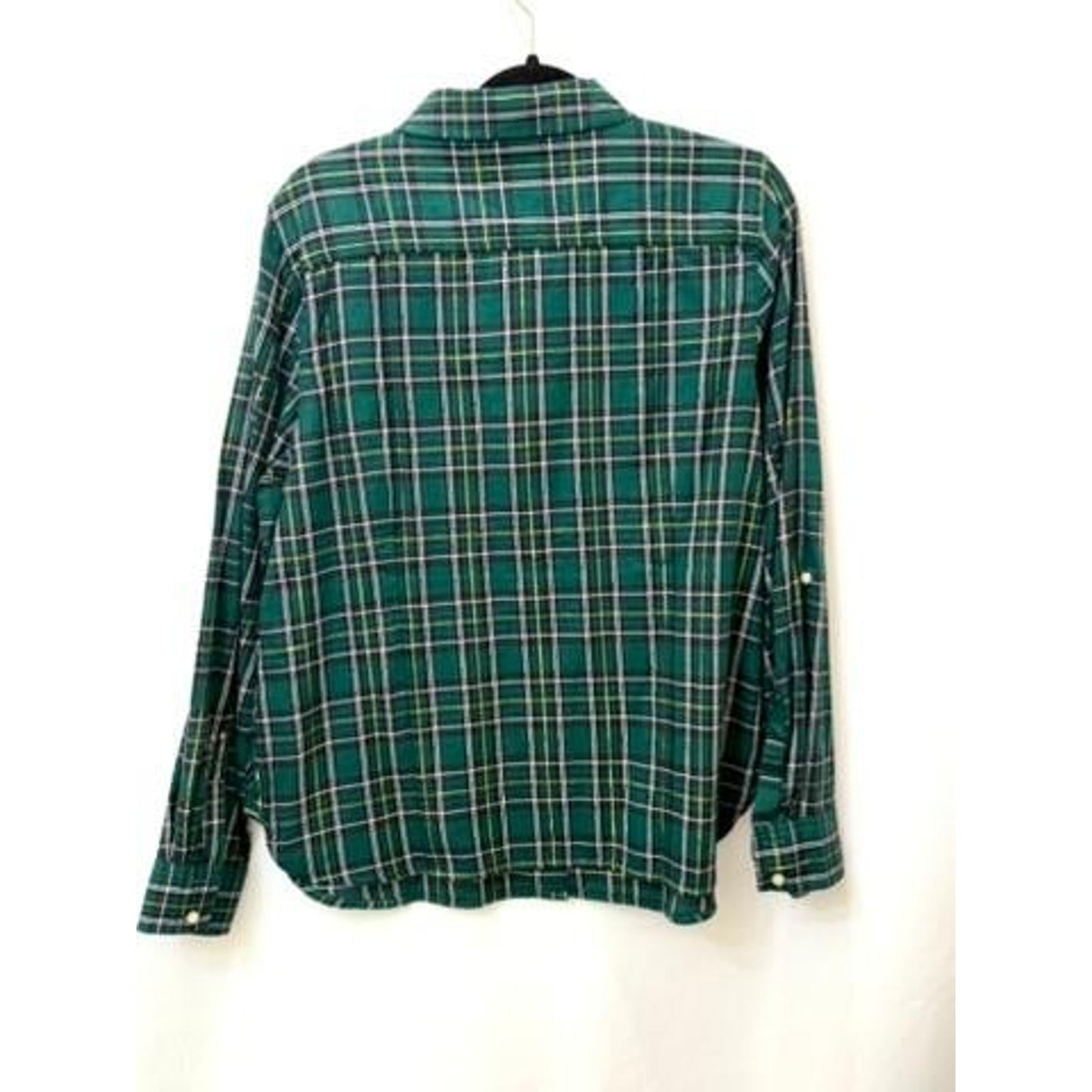 Tommy Hilfiger Plaid Button Up Shirt Womens Large Green Lurex Metallic NWT