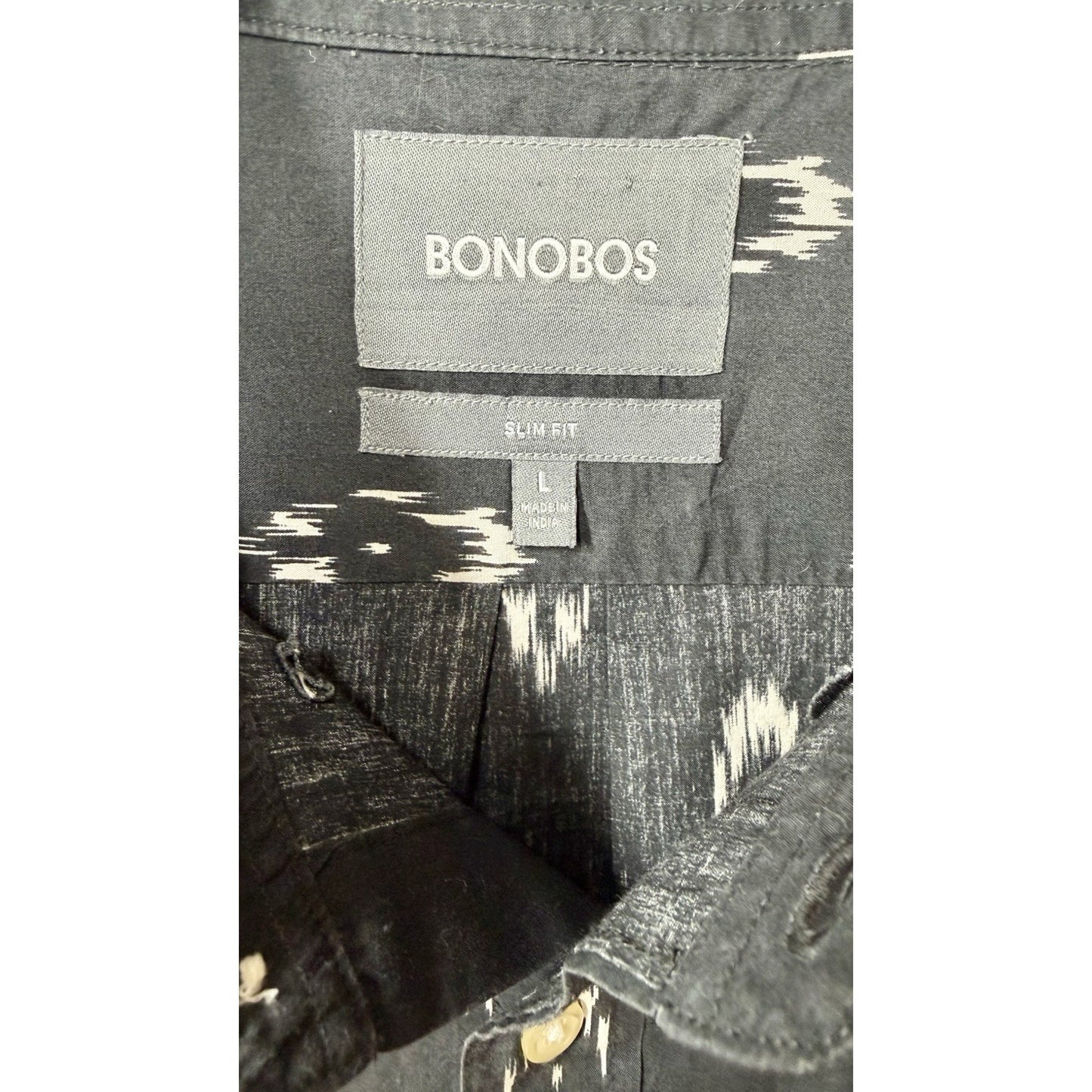 Bonobos Shirt Button Down Shirt Men L Black Southwestern Print Long Sleeve Shirt