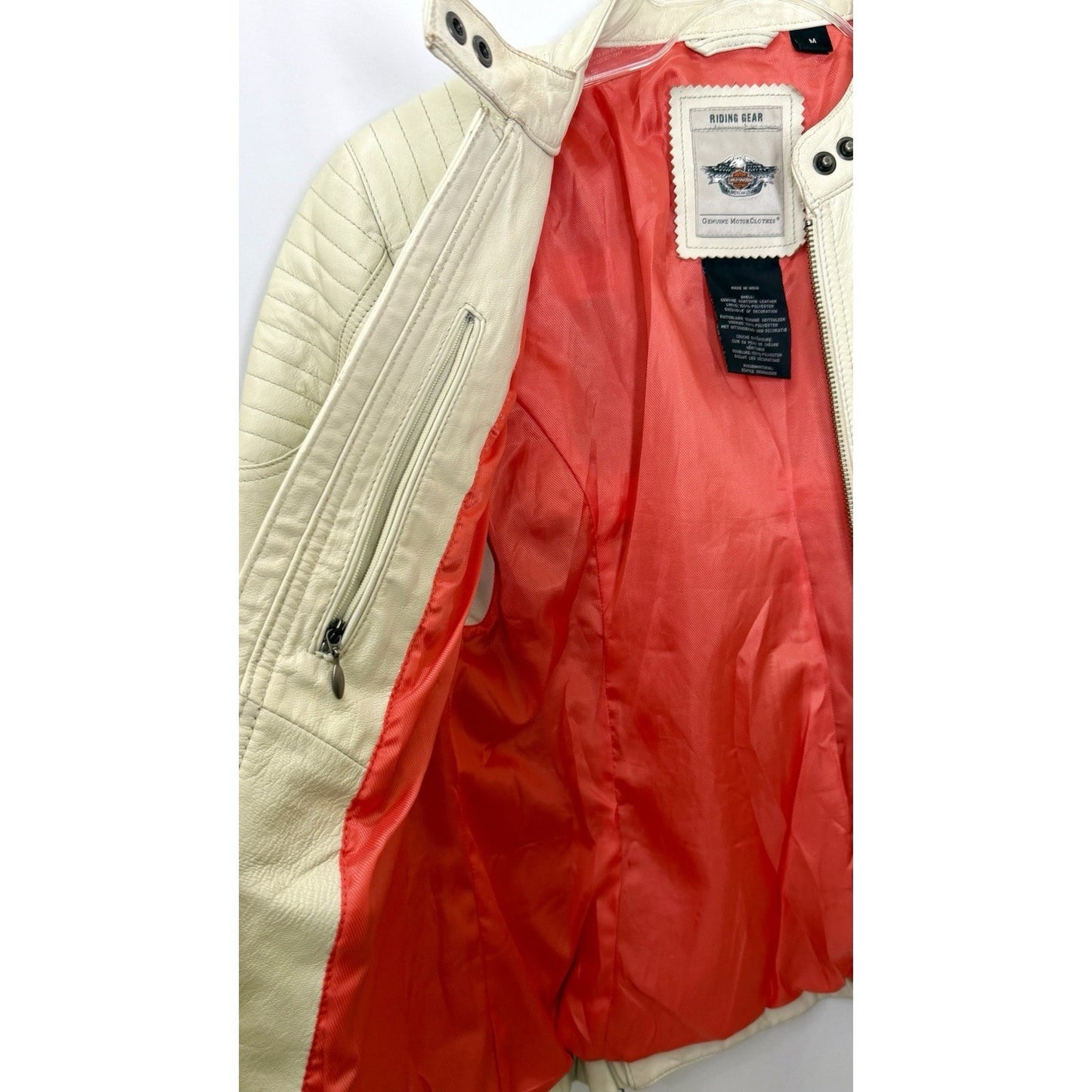 Harley Davidson Women’s SPRING BROOK Leather Jacket Off-White - Size Medium