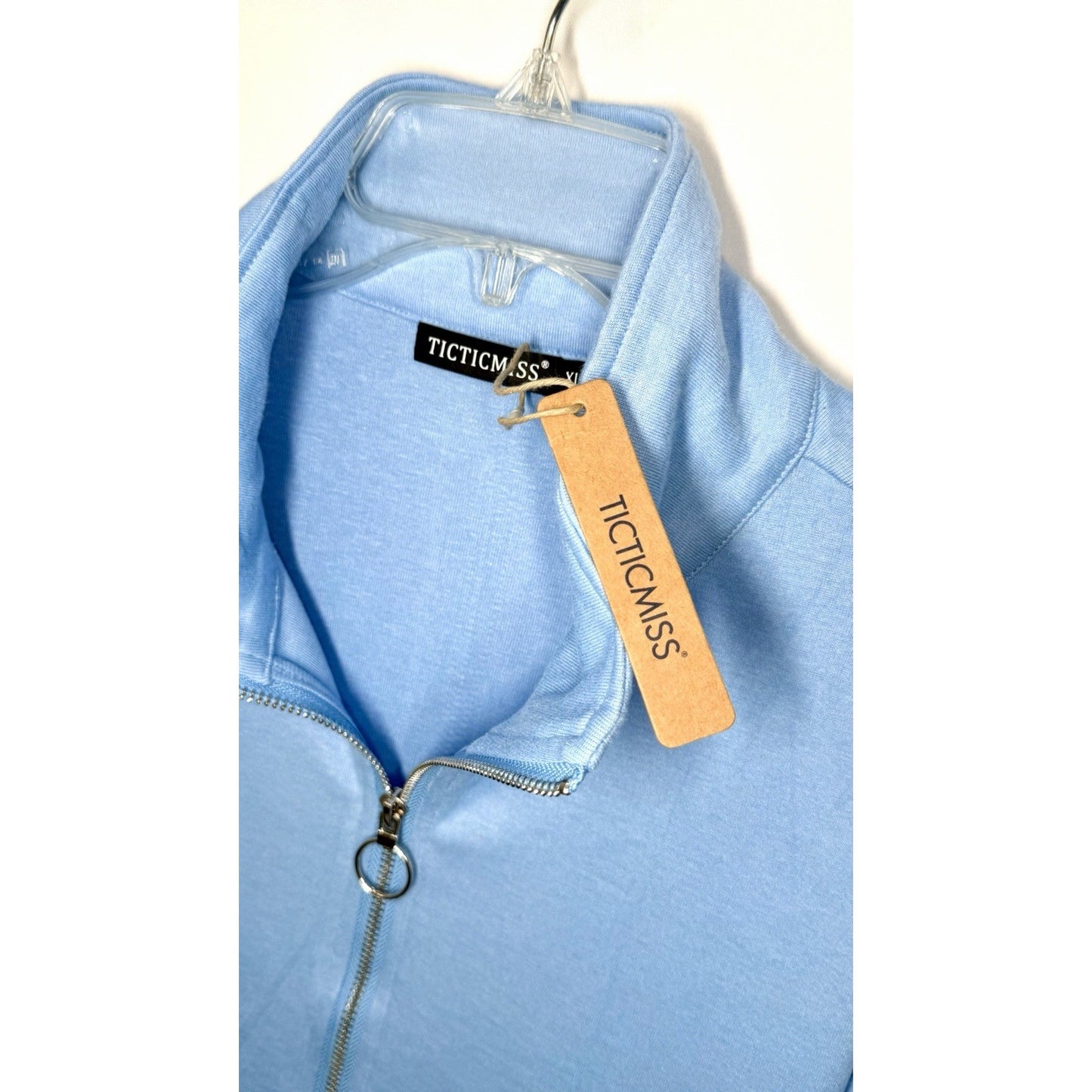 Ticticmiss Women’s Long Sleeve Quarter Zip Up Pullover / Women’s XL / Baby Blue