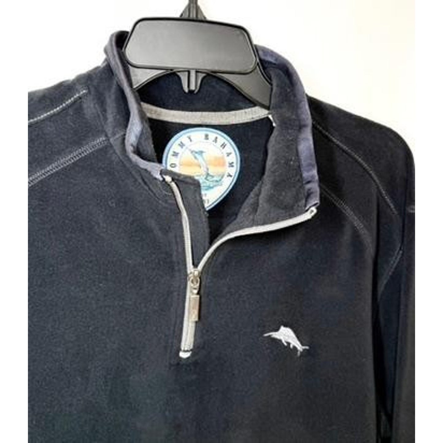 Tommy Bahama Paradise Tech 1/4 Zip Pullover Sweatshirt Mens Medium Black Fleece