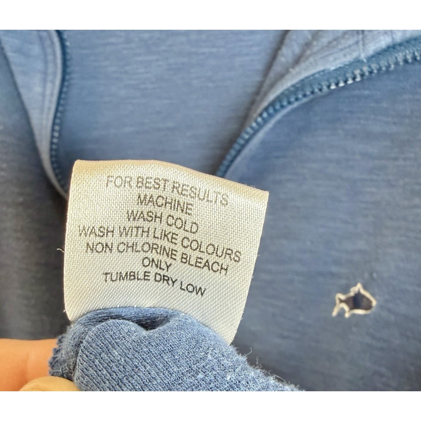 Fish Hippie 1/4 Zip Pullover Large Sweater Jacket Preppy Embroidered Light Blue