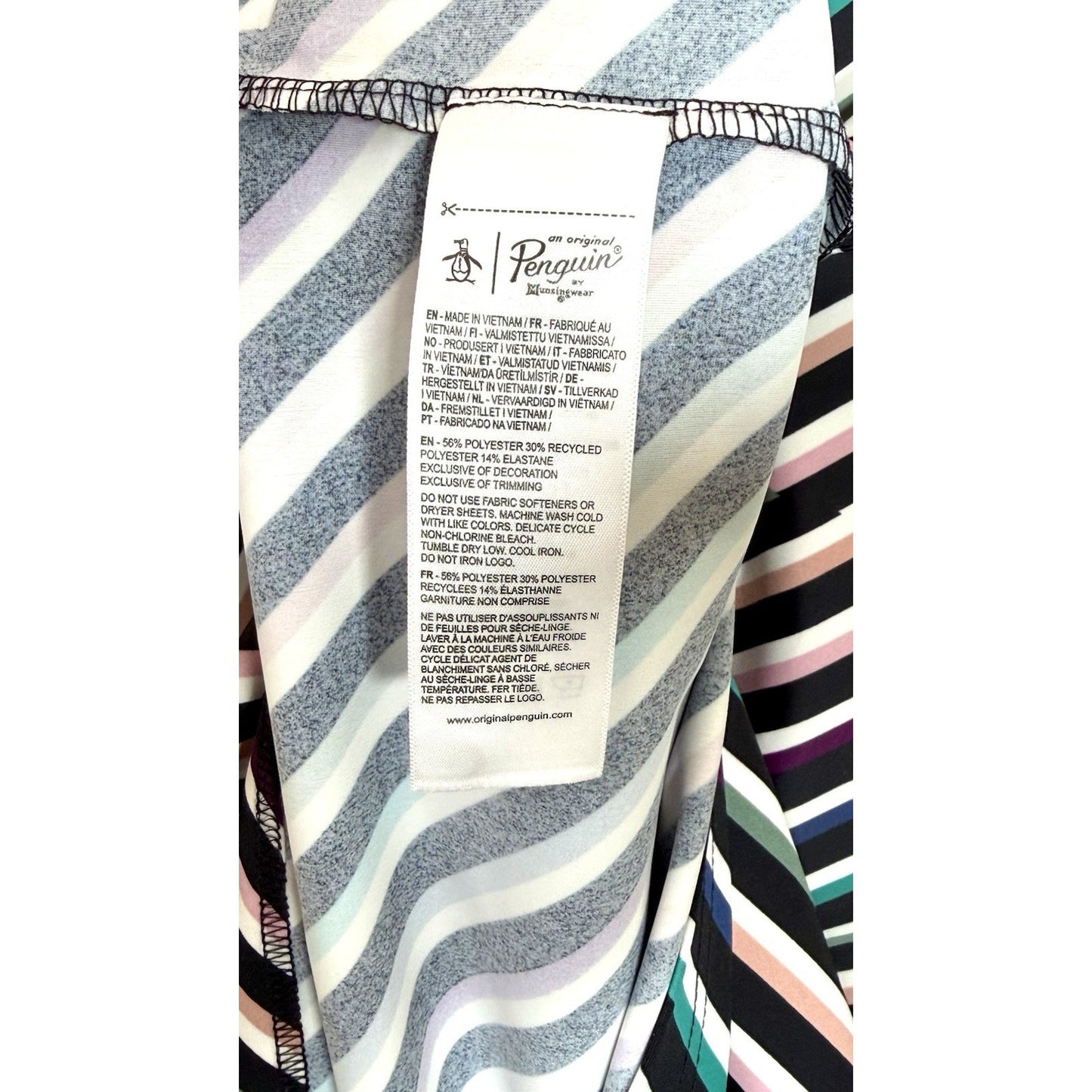PENGUIN Men's Polo Shirt XL by Munsingwear Performance Stretch Golf Multi Strip