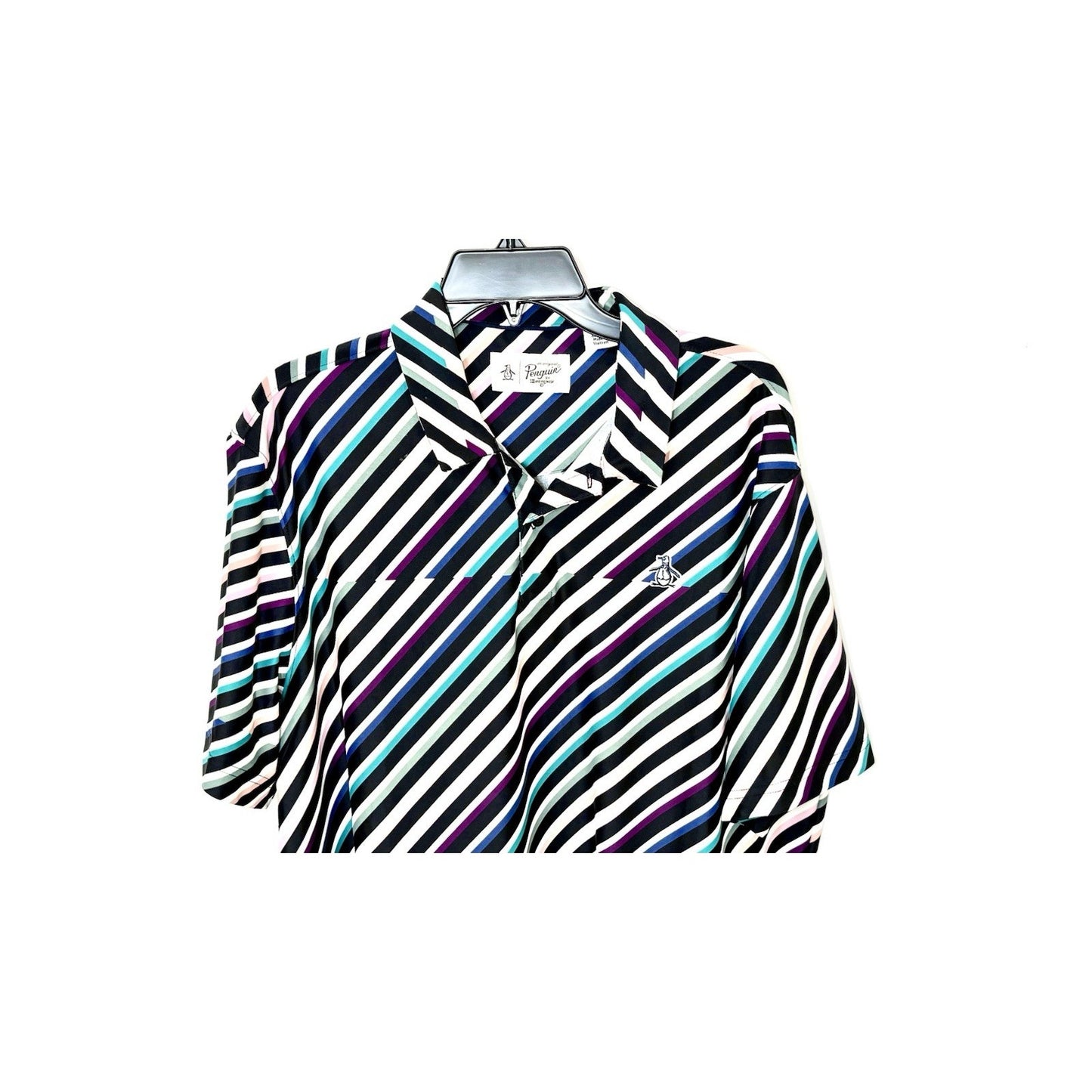 PENGUIN Men's Polo Shirt XL by Munsingwear Performance Stretch Golf Multi Strip