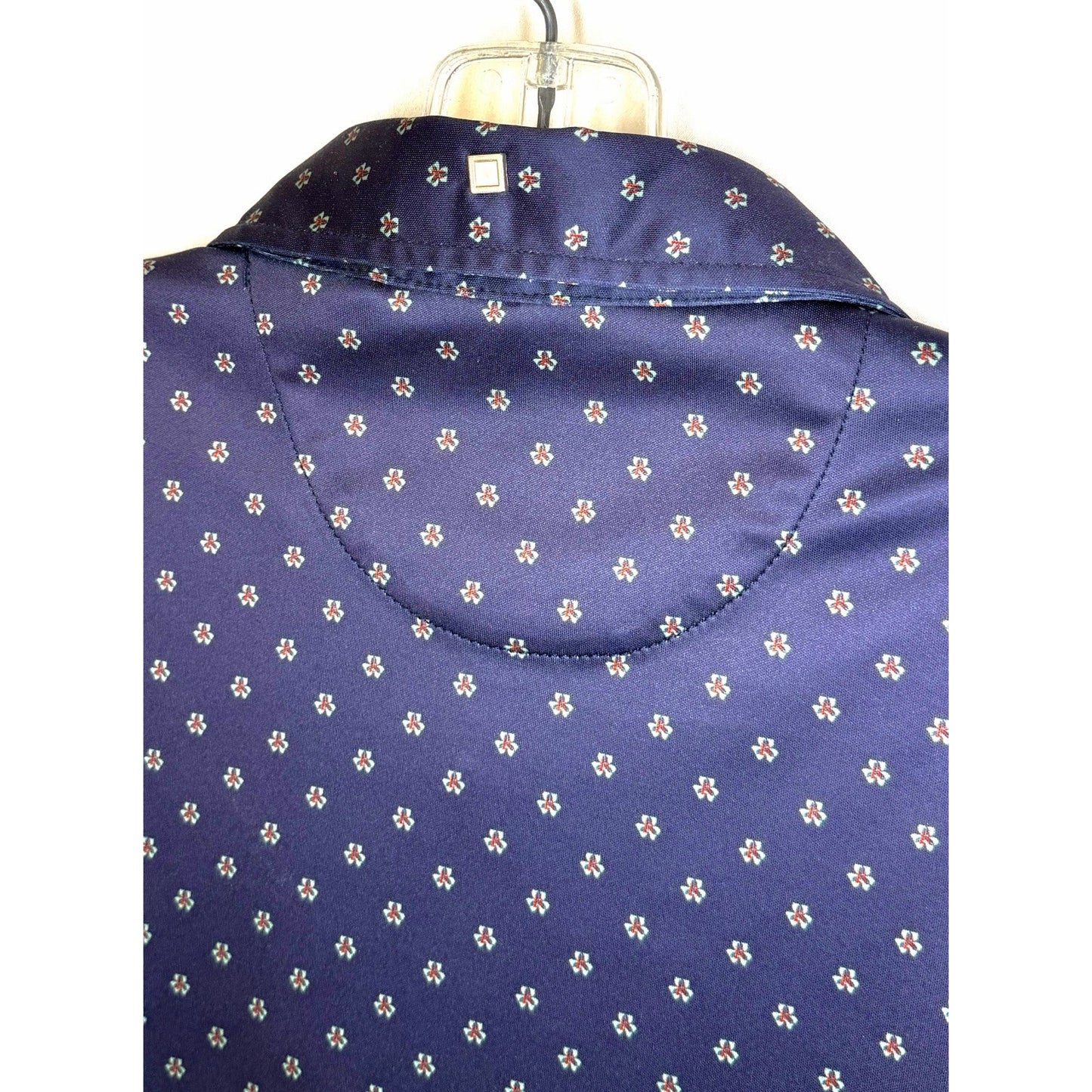 QED Style Polo Shirt Men’s Medium Blue Short Sleeve Polyester Blend Golf Golfer