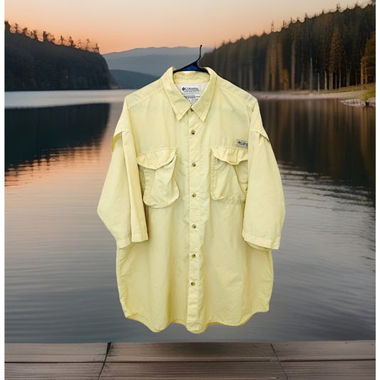 Columbia PFG Fishing Shirt Mens Size XL Vented Outdoors Beige/an