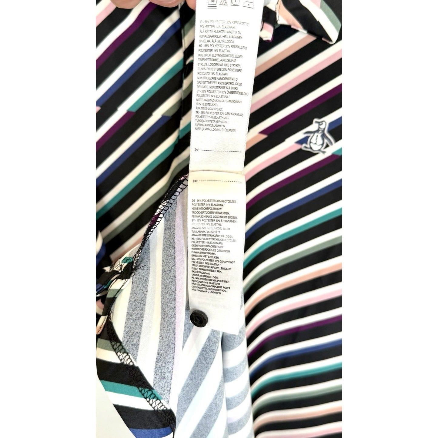 PENGUIN Men's Polo Shirt XL by Munsingwear Performance Stretch Golf Multi Strip