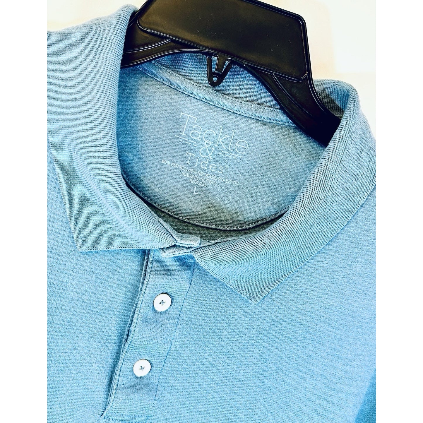 TACKLE & TIDES Mens Ribbed Collar S/S Polo Shirt / Royal Blue / Men’s Large