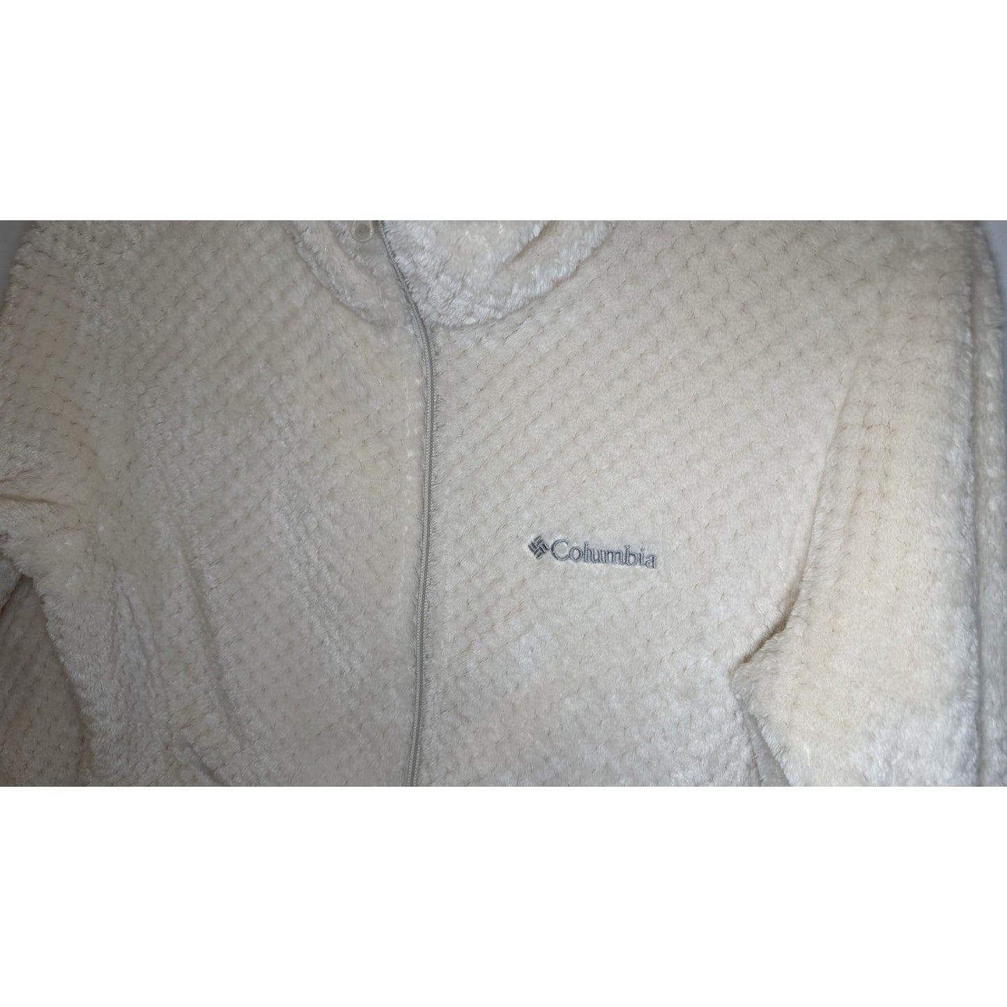 Women's Ivory Cream Soft Columbia Beech Forest Full Zip Fleece Jacket Size M