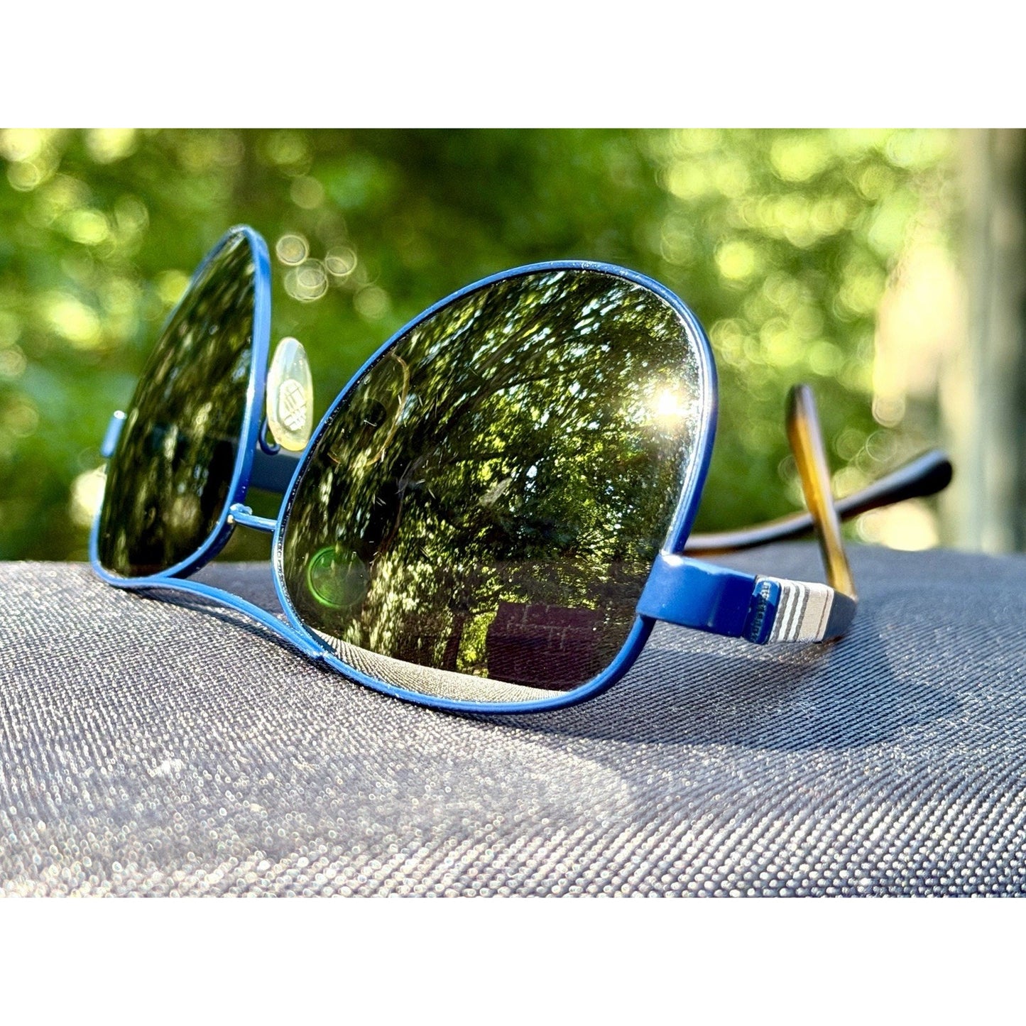 Burberry BE3080 Navy Blue Aviator Sunglasses Check Pattern Temples 59-14-135