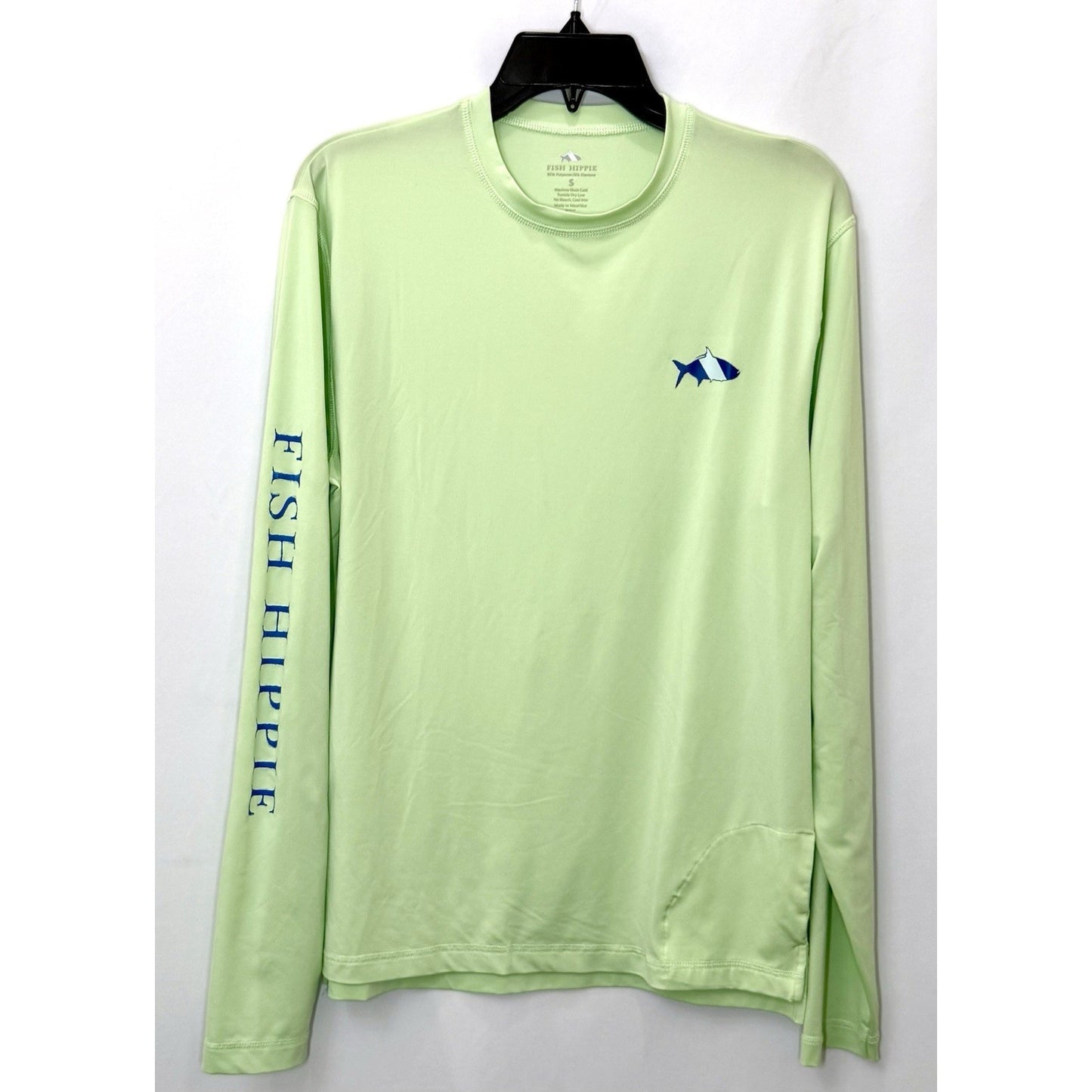 Fish Hippie Dri Fit Long Sleeve Performance Shirt Size Small In Lime Green