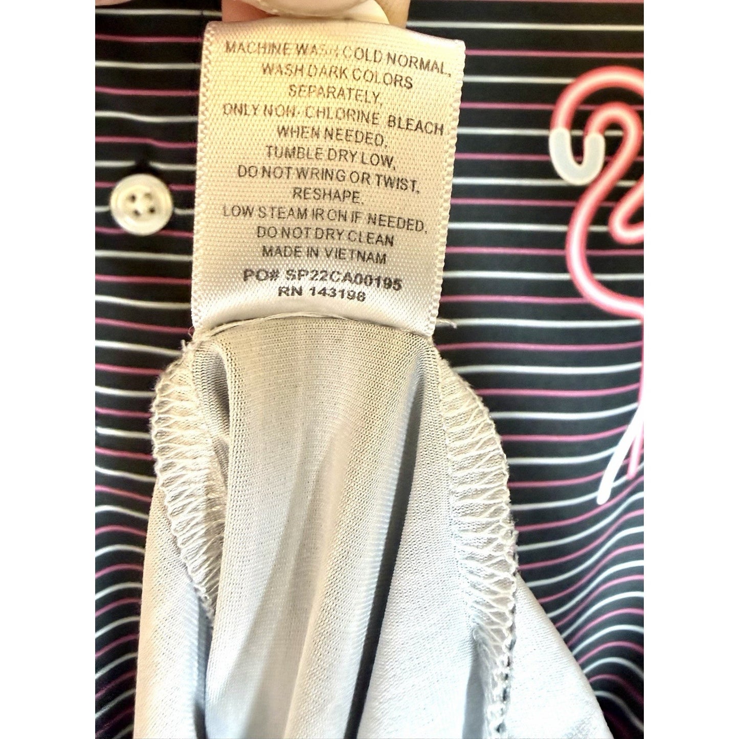 Chubbies Performance Golf Polo Shirt Navy Blue Striped Flamingo Mens M Medium