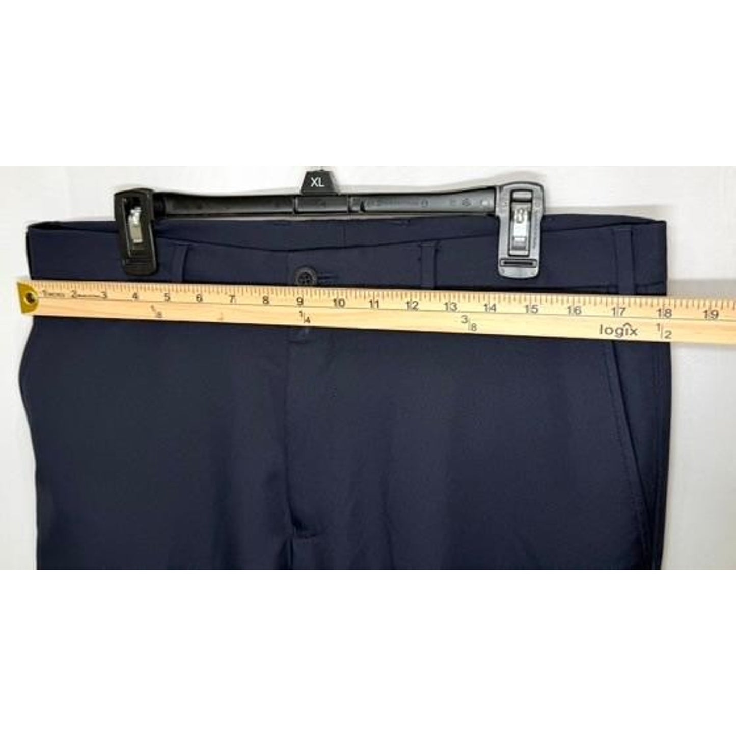 Hart Schaffner Marx Dress Pants Mens 34x30 Navy Blue Flat Front Polyester