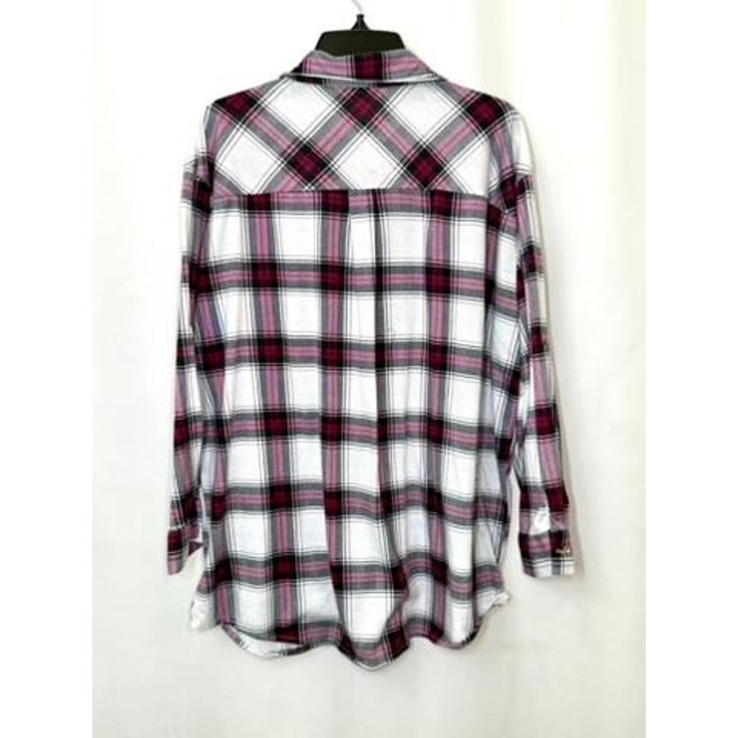 Lot of 2 Womens Plaid Flannel Button Up Shirts Passport L Eden Olivia