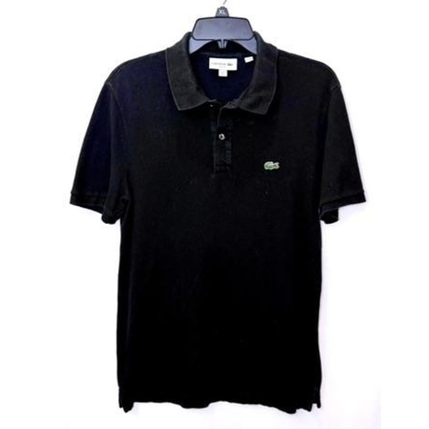 Lacoste Slim Fit Polo Shirt Mens Medium Black Short Sleeve Cotton Pique PH4012