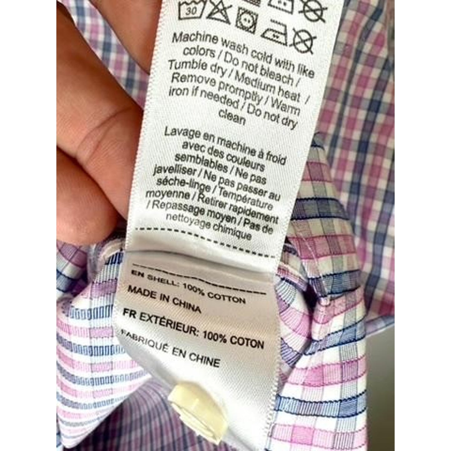 UNTUCKit Dolcetto WF Shirt Mens Medium Pink Blue Plaid Wrinkle Free Cotton L/S