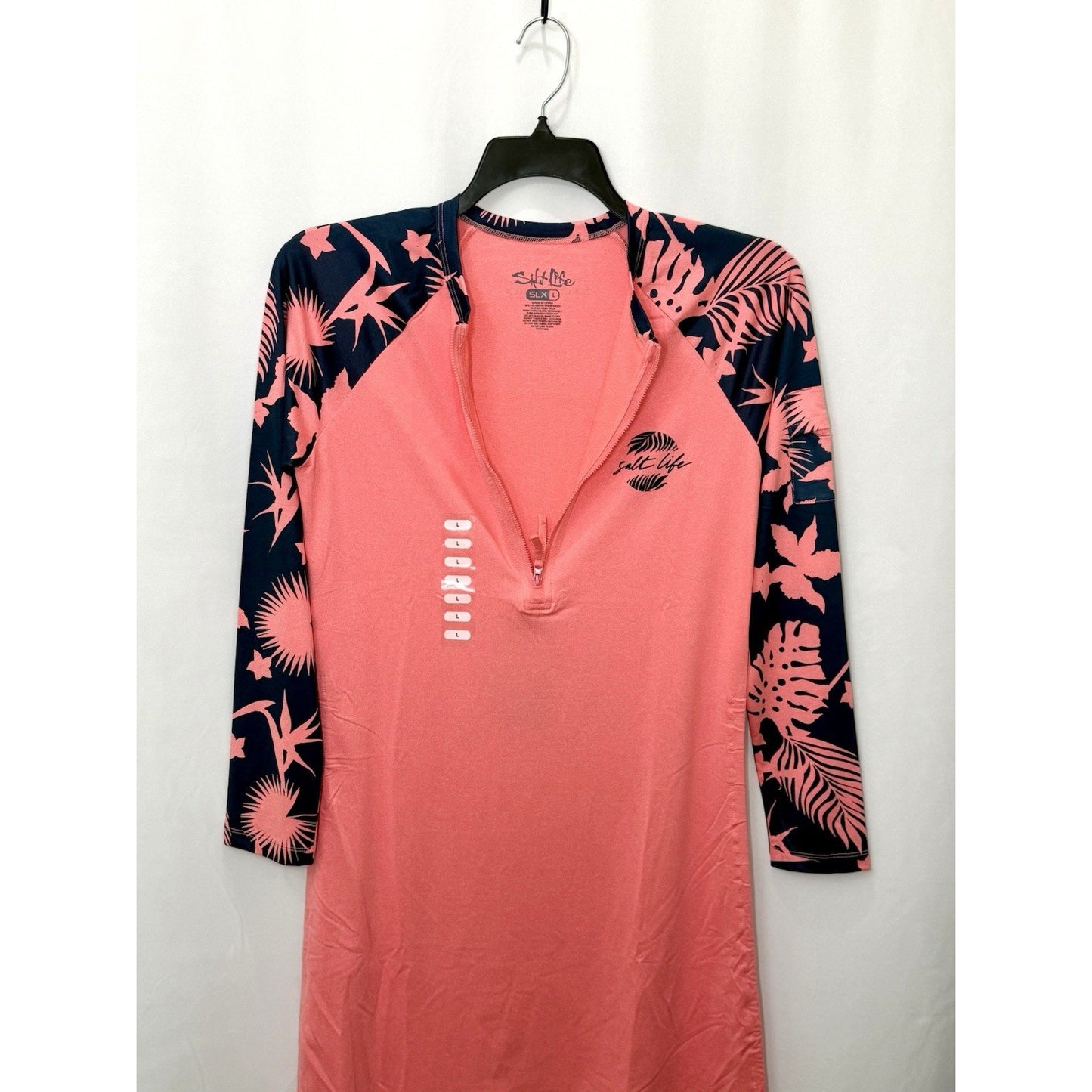 Salt Life Womens Escapism SLX Long Sleeve Performance Dress In Coral Heather NWT