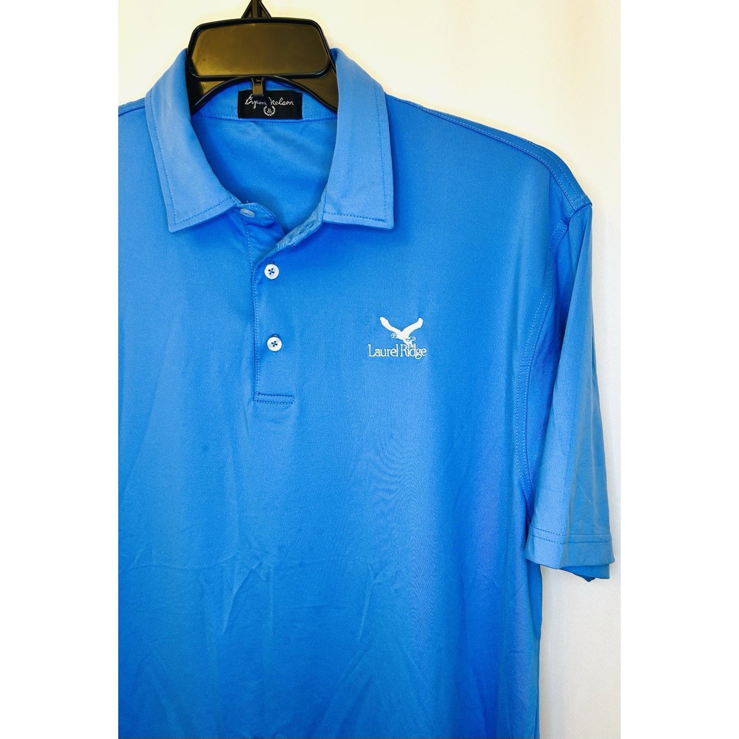 Men's Byron Nelson Basic Collared Solid Blue Polo Shirt Size Largesl