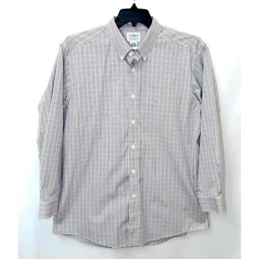 LL Bean Mens 16.5 33 Traditional Fit Button Down Shirt Cotton Plaid Long Sleeve