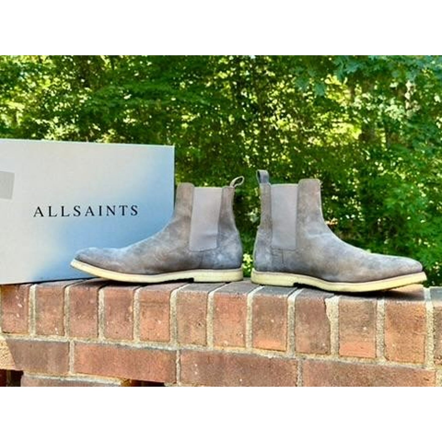 AllSaints Reiner Chelsea Boots Mens Size 12 Slate Grey Suede Crepe Sole