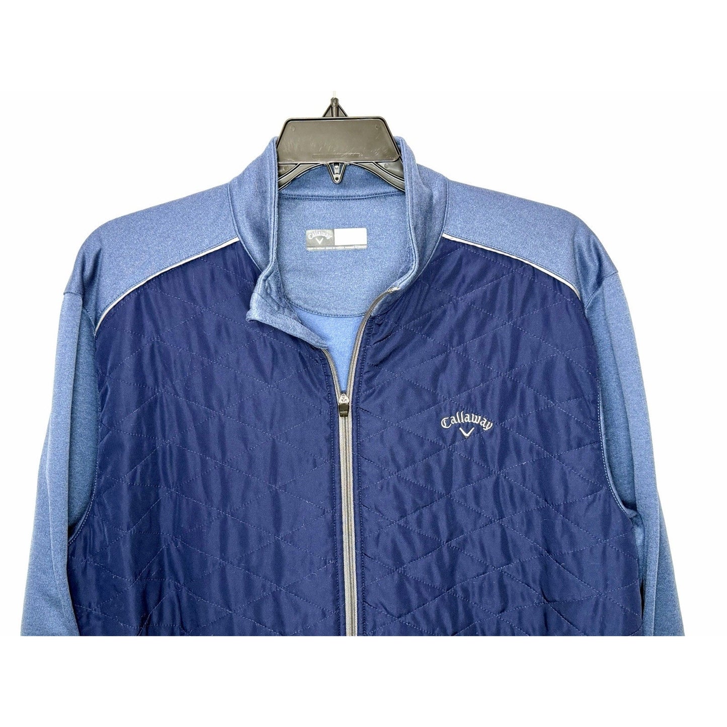 Callaway Mens Golf Jacket Front Quilted Full Zip Long Sleeve, Blue, Sz XL