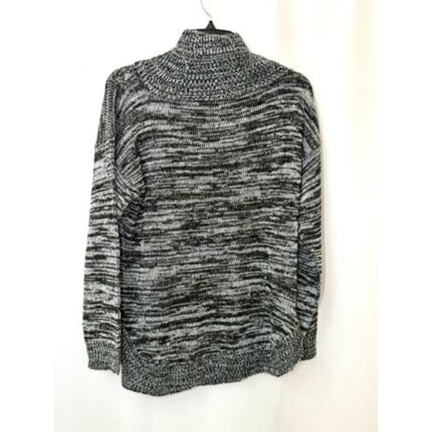 Jason Maxwell Women L Sweater Gray Black Marl Cable Knit Cowl Neck Pullover