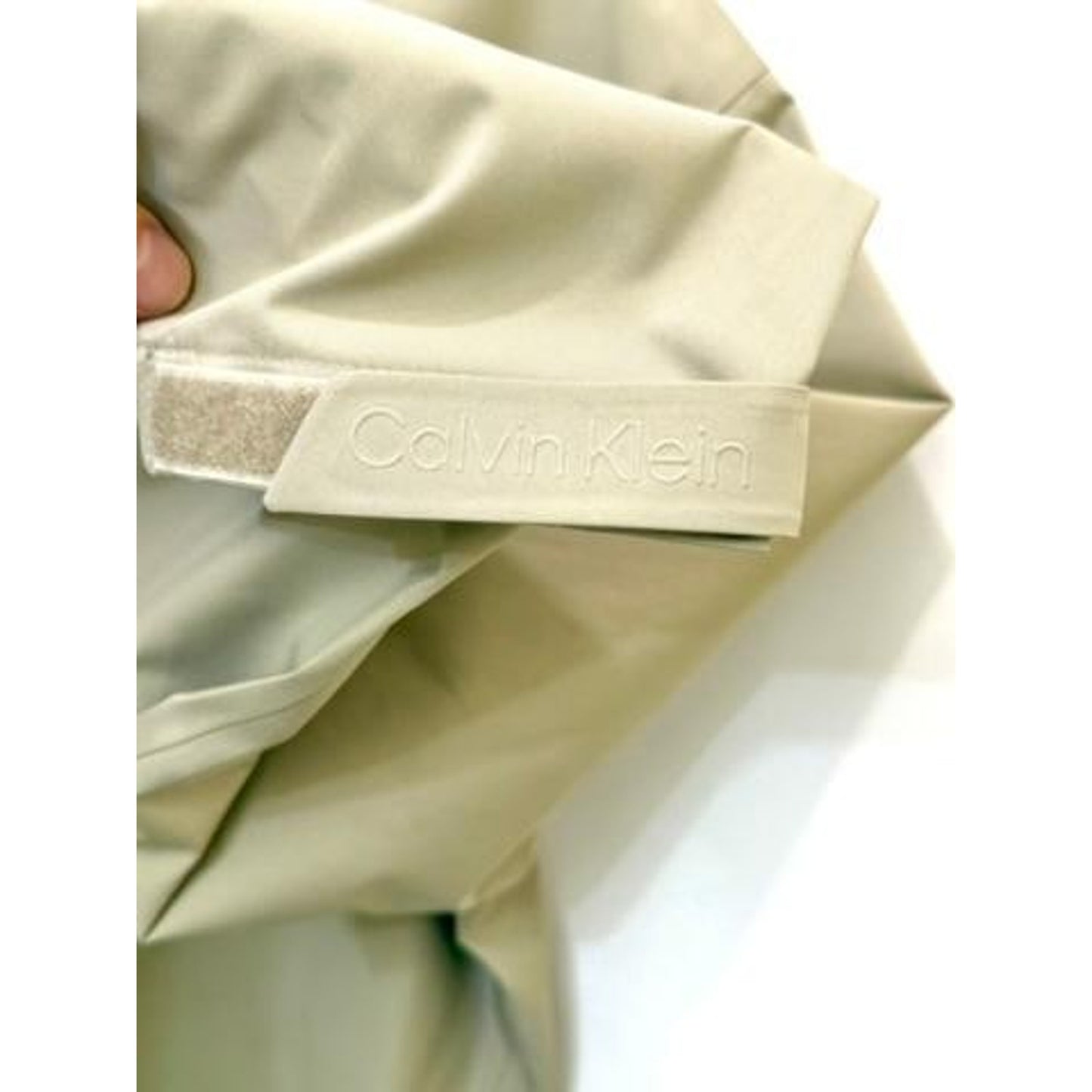 Calvin Klein Mens Large Beige Hooded Windbreaker Jacket Water Resistant Full Zip