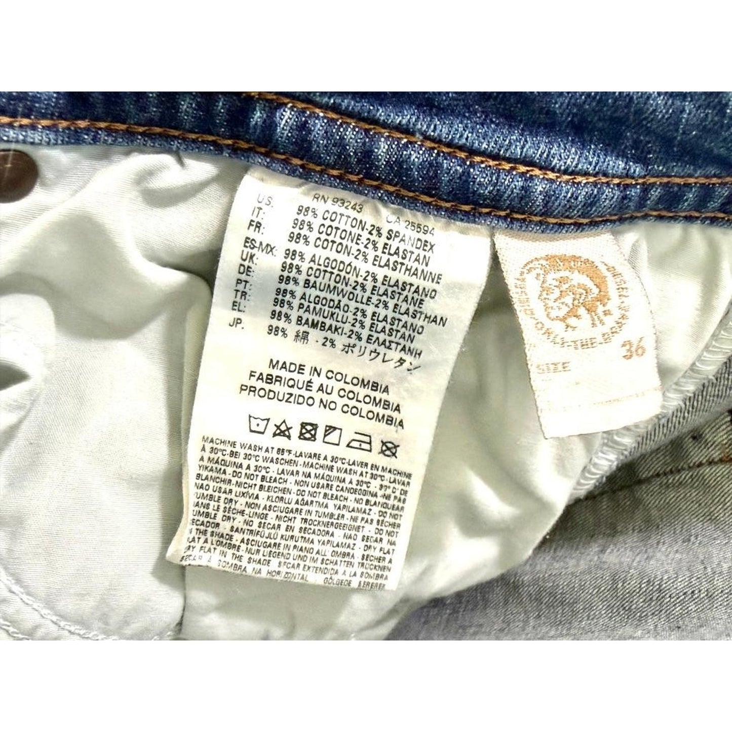Diesel Buster Slim Tapered Jeans Mens 36x32 Blue Stretch Denim Wash C853P