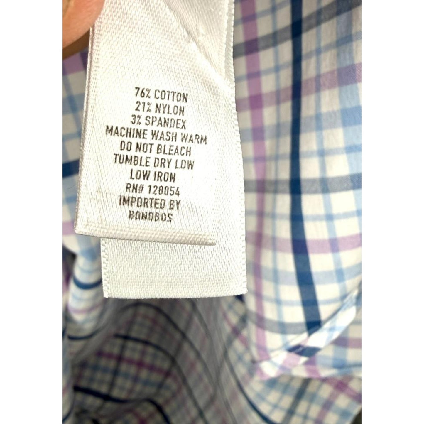 Bonobos Stretch Shirt Mens 16 36 Slim Fit Plaid Long Sleeve Button Up Blue