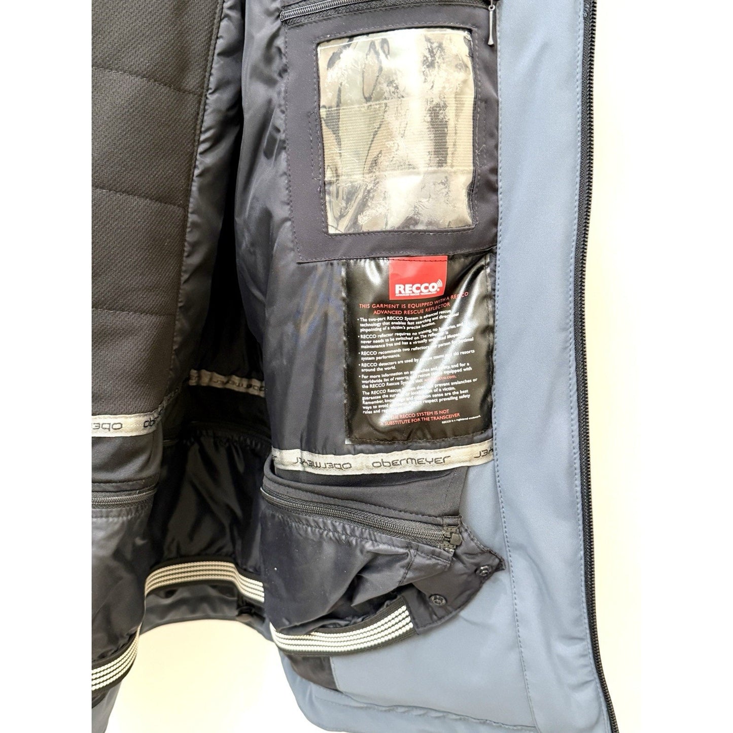 OBERMEYER PRIME Mens XL Ski Jacket RECCO HydroBlock Waterproof Slate Blue Coat