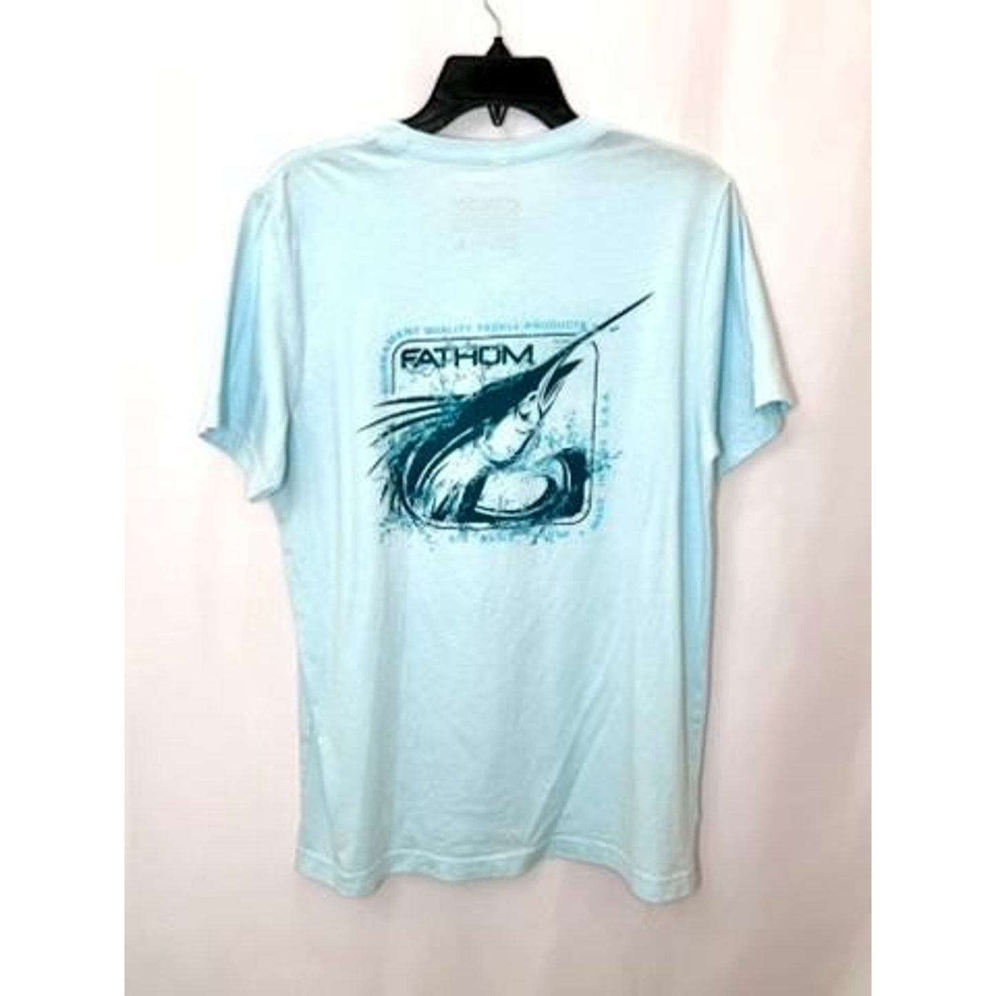 Fathom Offshore Marlin Fishing T-Shirt Mens Large Light Blue Short Sleeve Tee