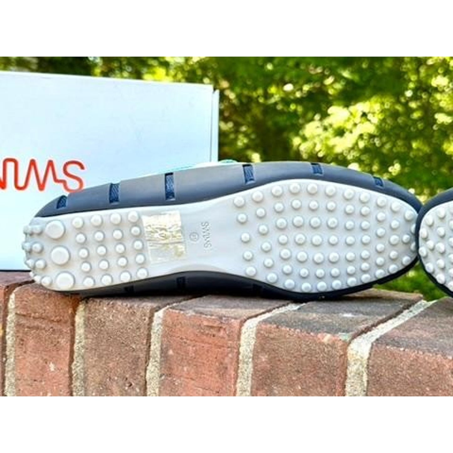 Swims Braided Lace Lux Loafer Driver Mens 9.5 Navy Alloy Blue White Slip On