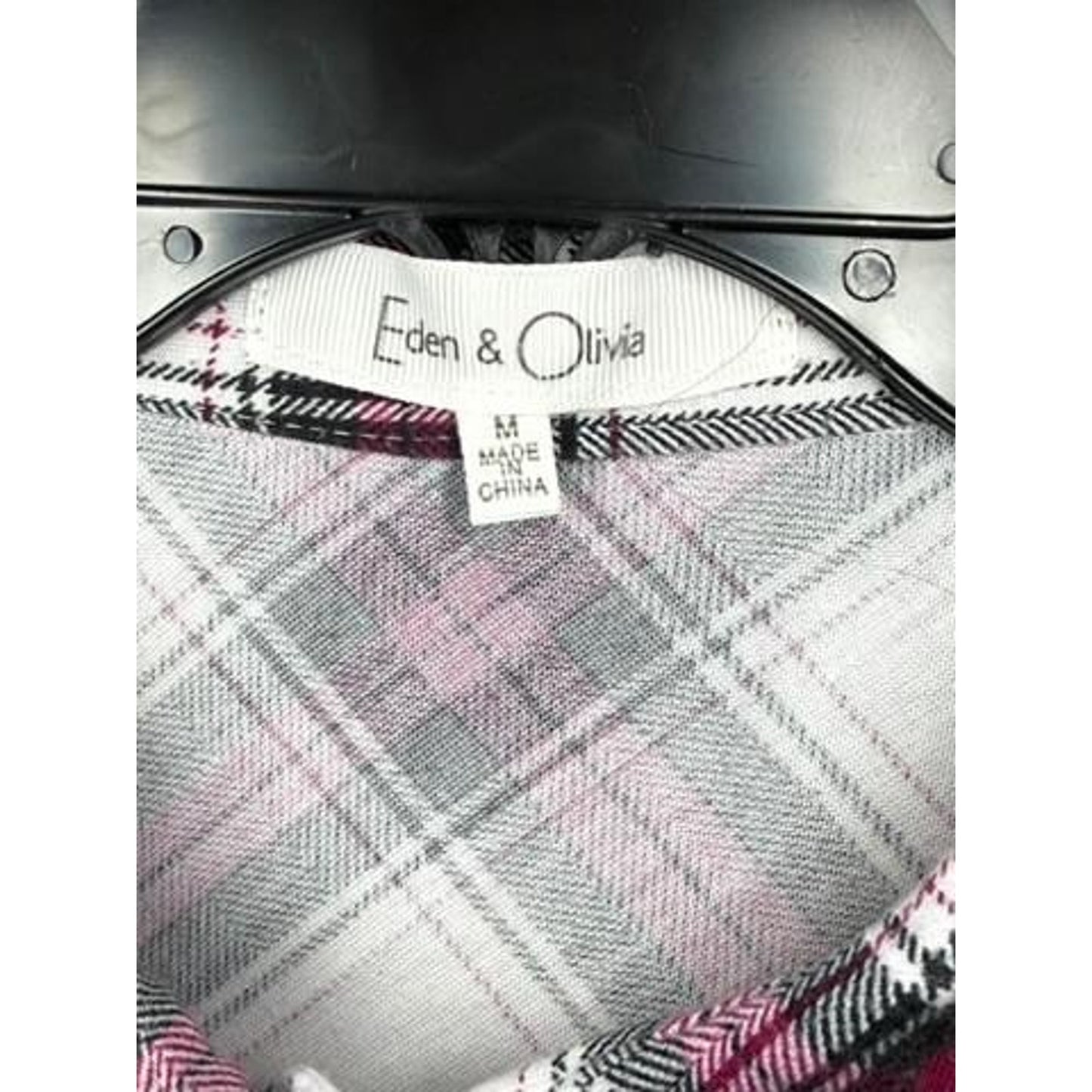 Lot of 2 Womens Plaid Flannel Button Up Shirts Passport L Eden Olivia