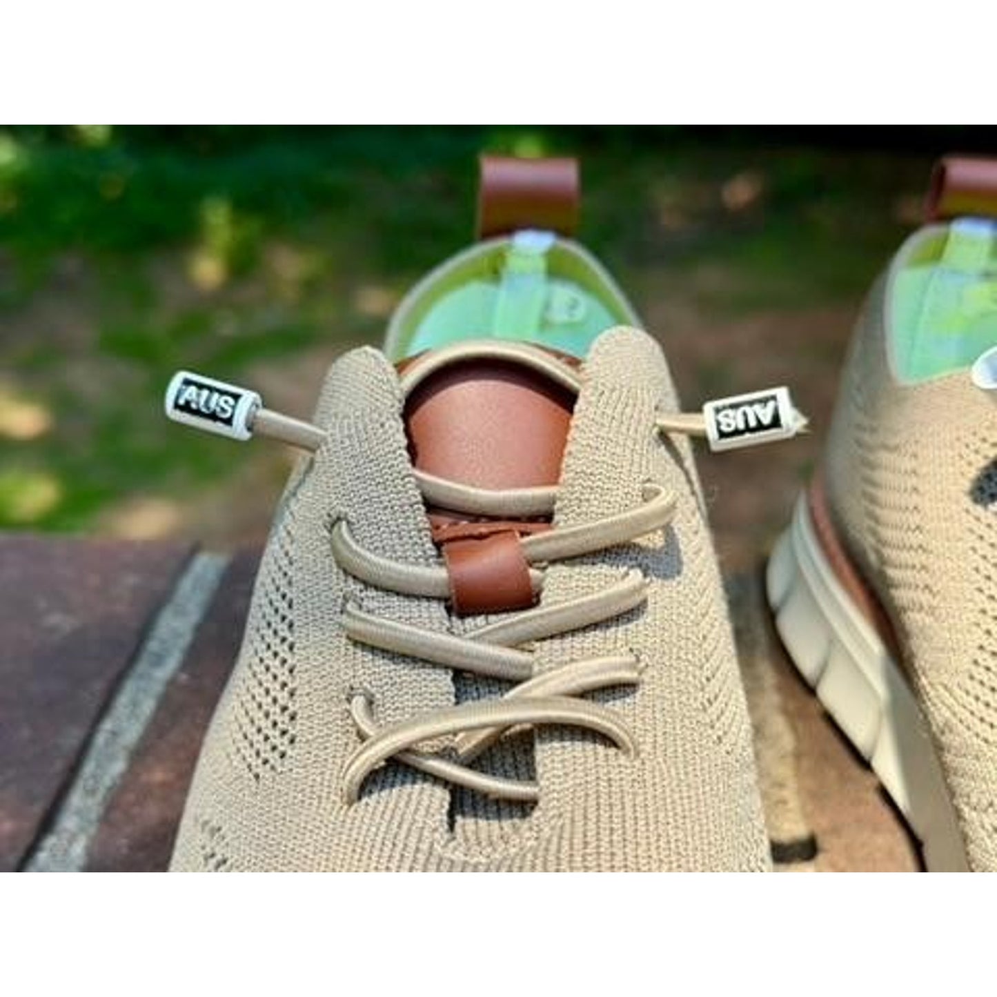 Austen Knit Casual Shoes Men's Size 7.5 Beige Slip On Elastic Laces EU 40